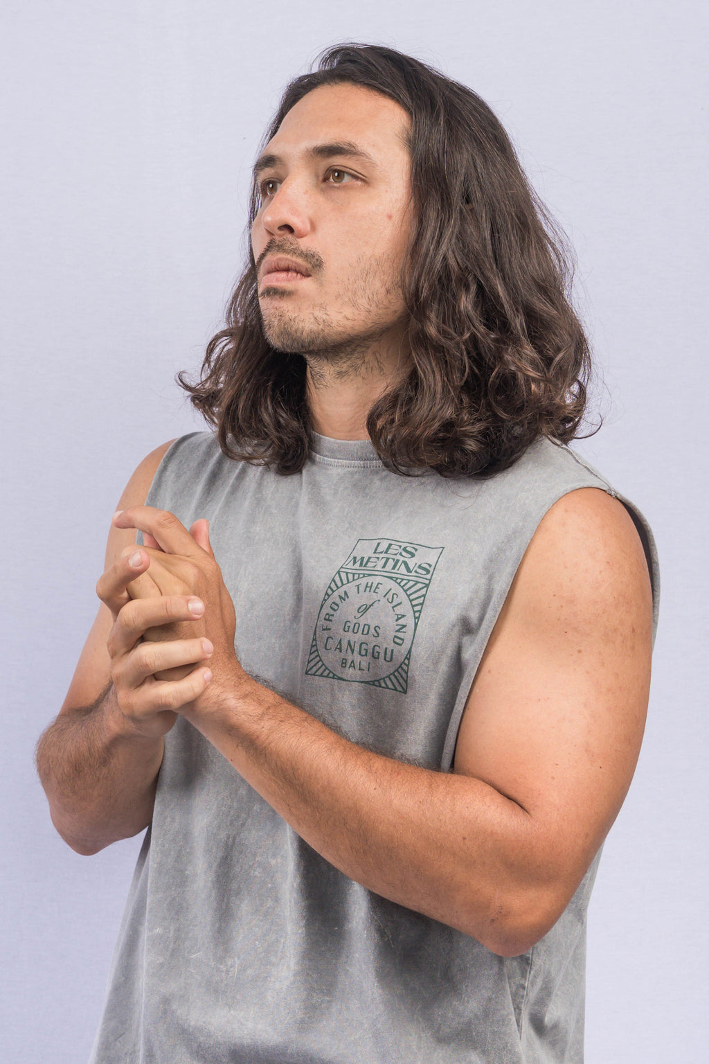 CYGNUS Grey Wash Regular-Fit Muscle Tee