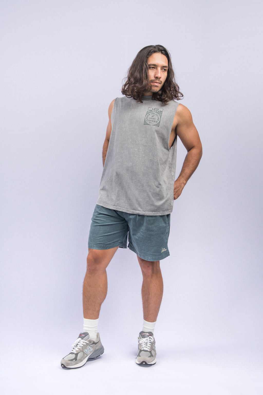 CYGNUS Grey Wash Regular-Fit Muscle Tee