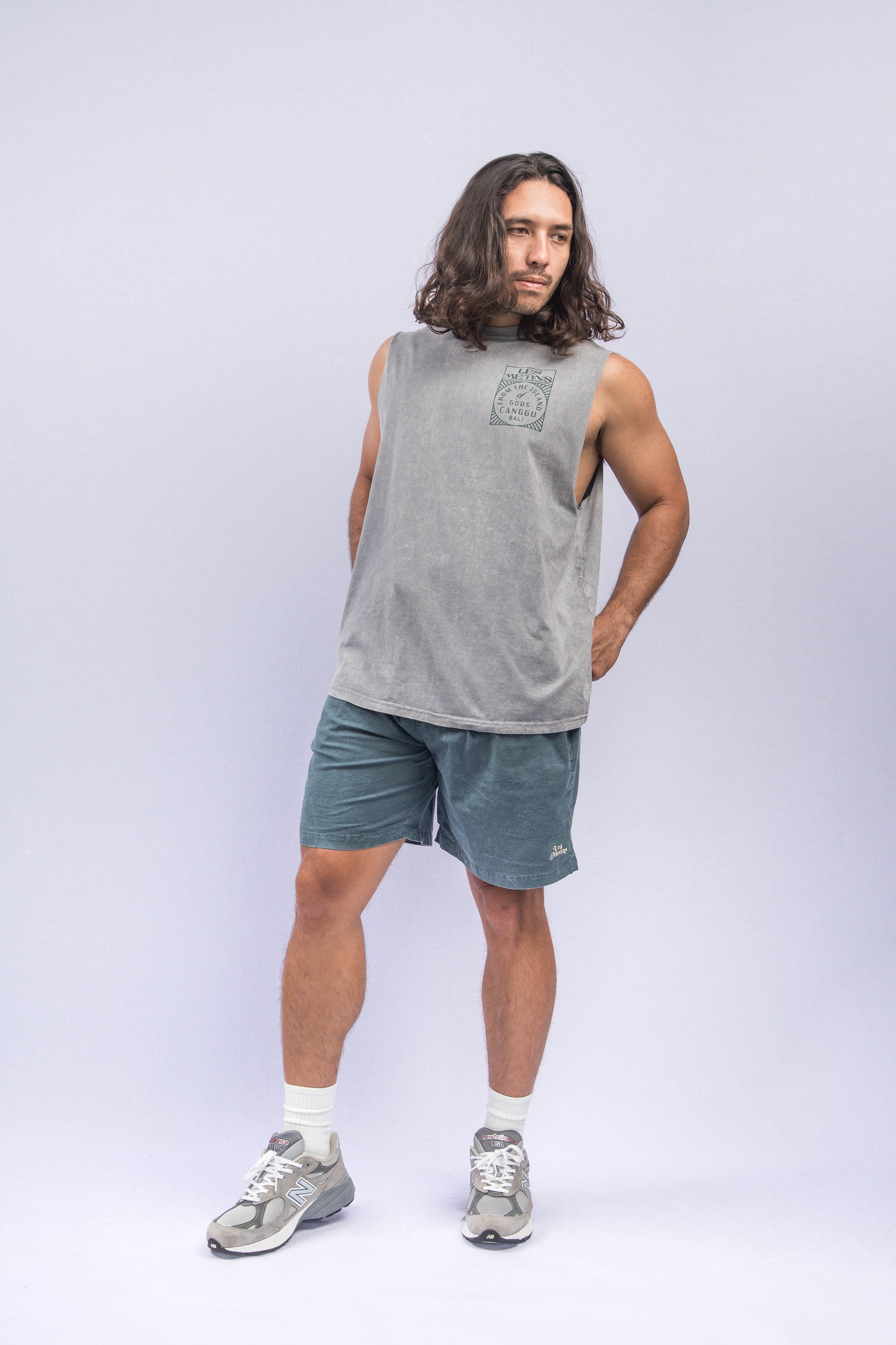 CYGNUS Grey Wash Regular-Fit Muscle Tee