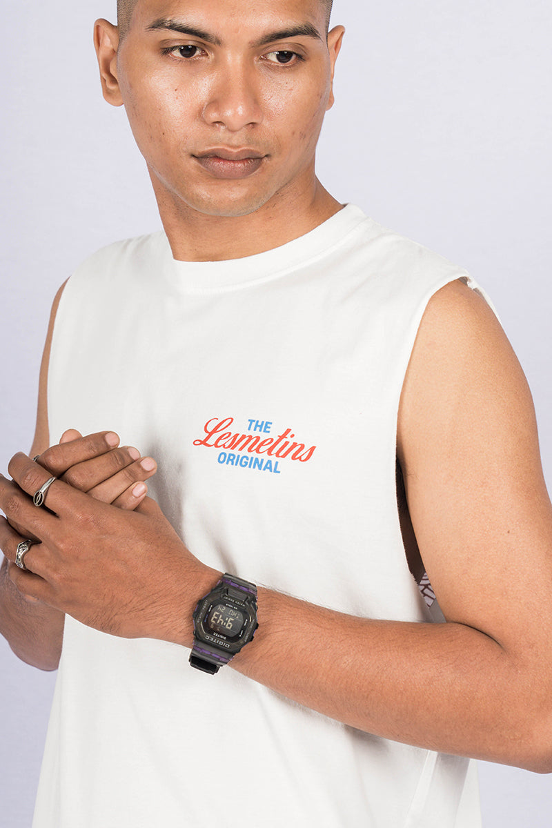 DUNLOP Off-White Wash Regular-Fit Muscle Tee