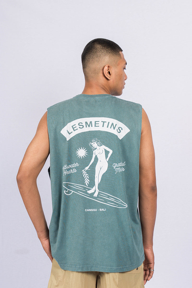 TESSY Green Bottle Wash Regular-Fit Muscle Tee