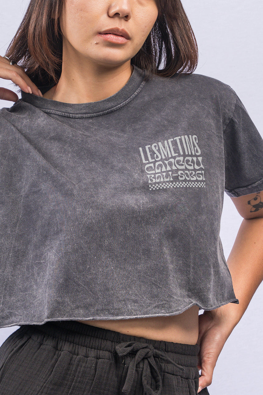 AMERTHA Charcoal Wash Regular-Fit Crop Top