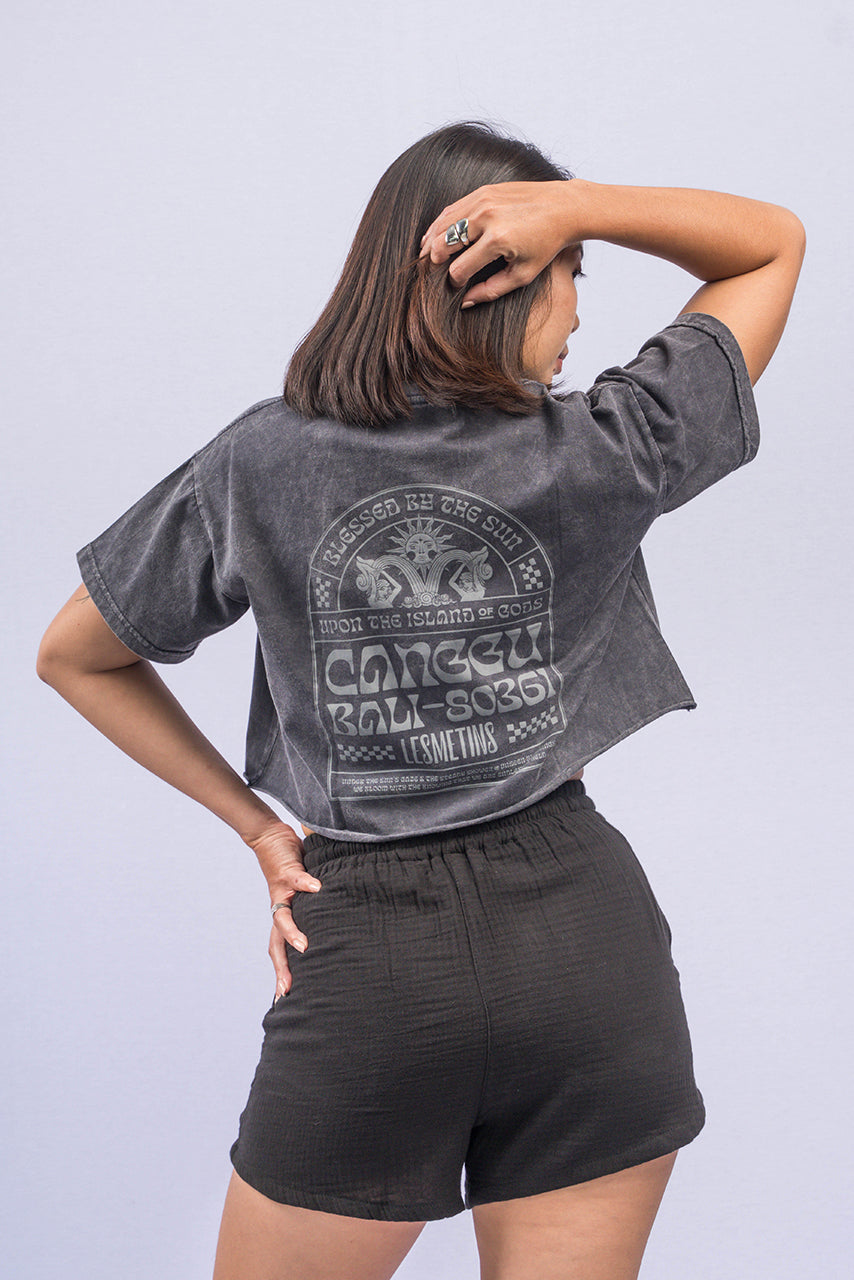 AMERTHA Charcoal Wash Regular-Fit Crop Top