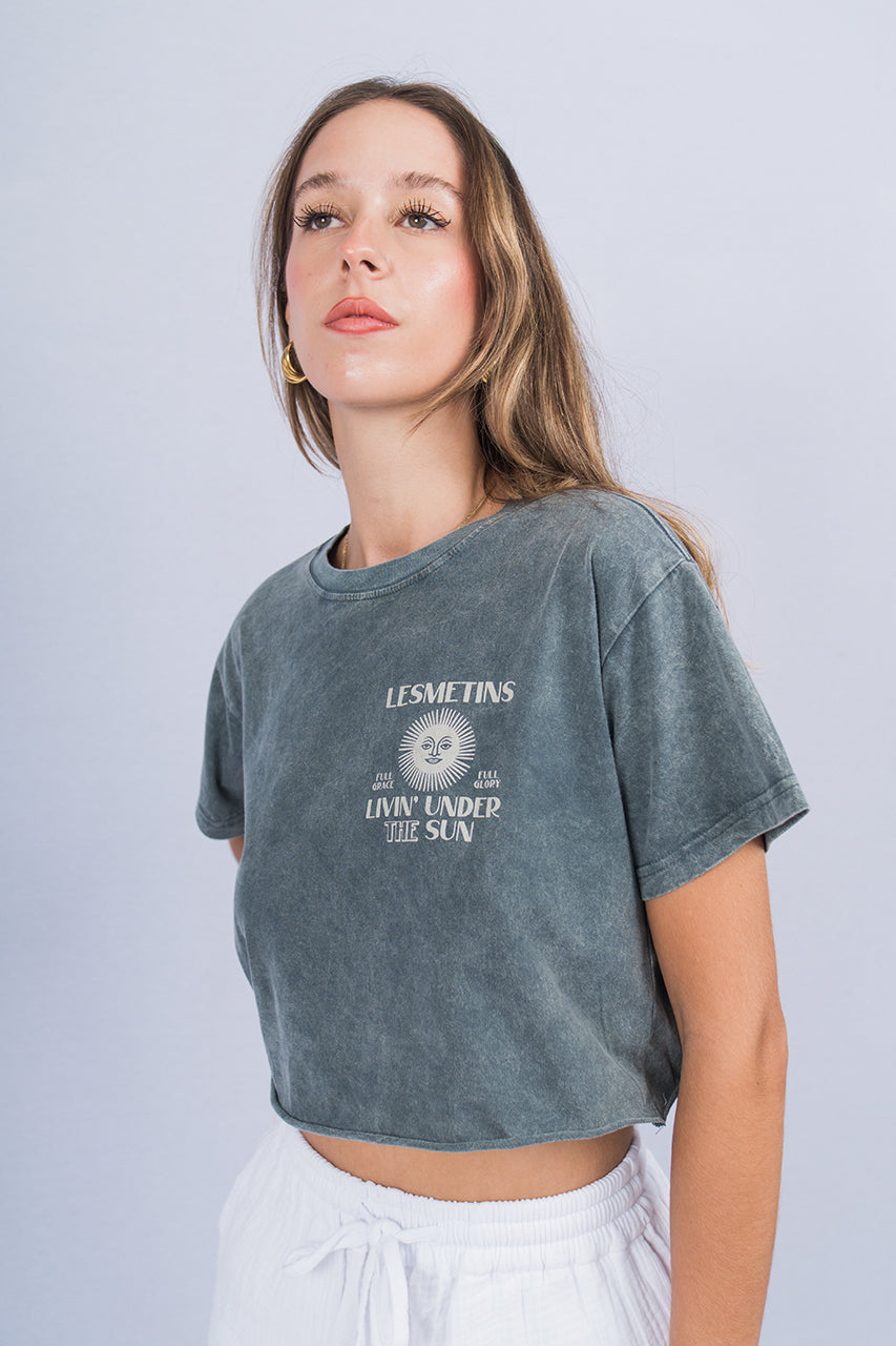 AQUILLA Green Bottle Wash Regular-Fit Crop Top