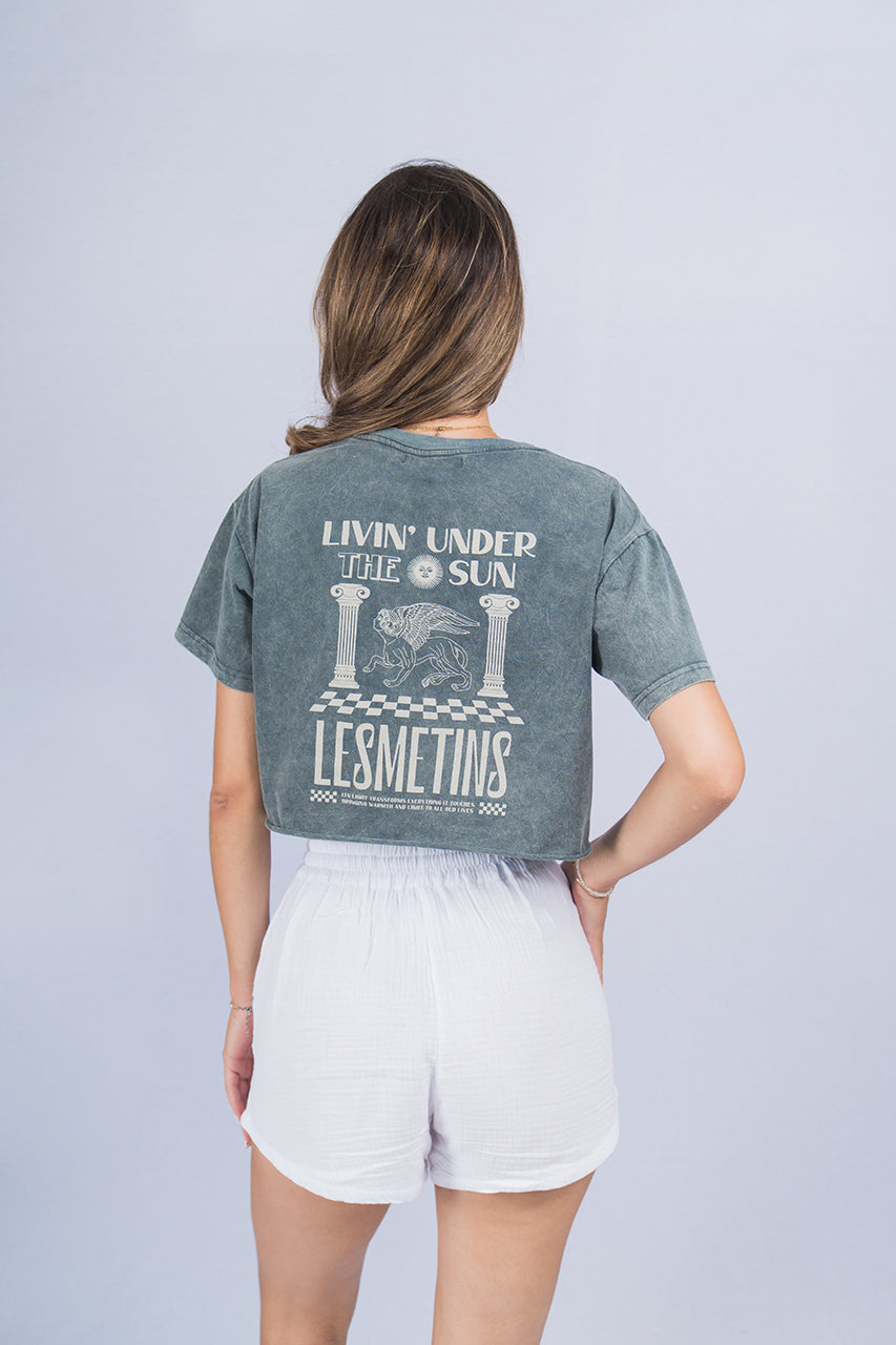 AQUILLA Green Bottle Wash Regular-Fit Crop Top