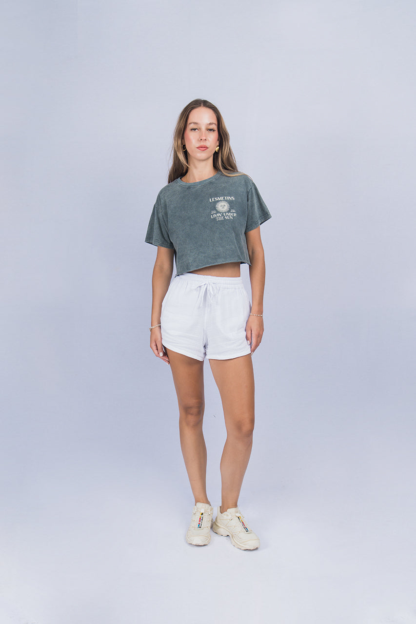 AQUILLA Green Bottle Wash Regular-Fit Crop Top