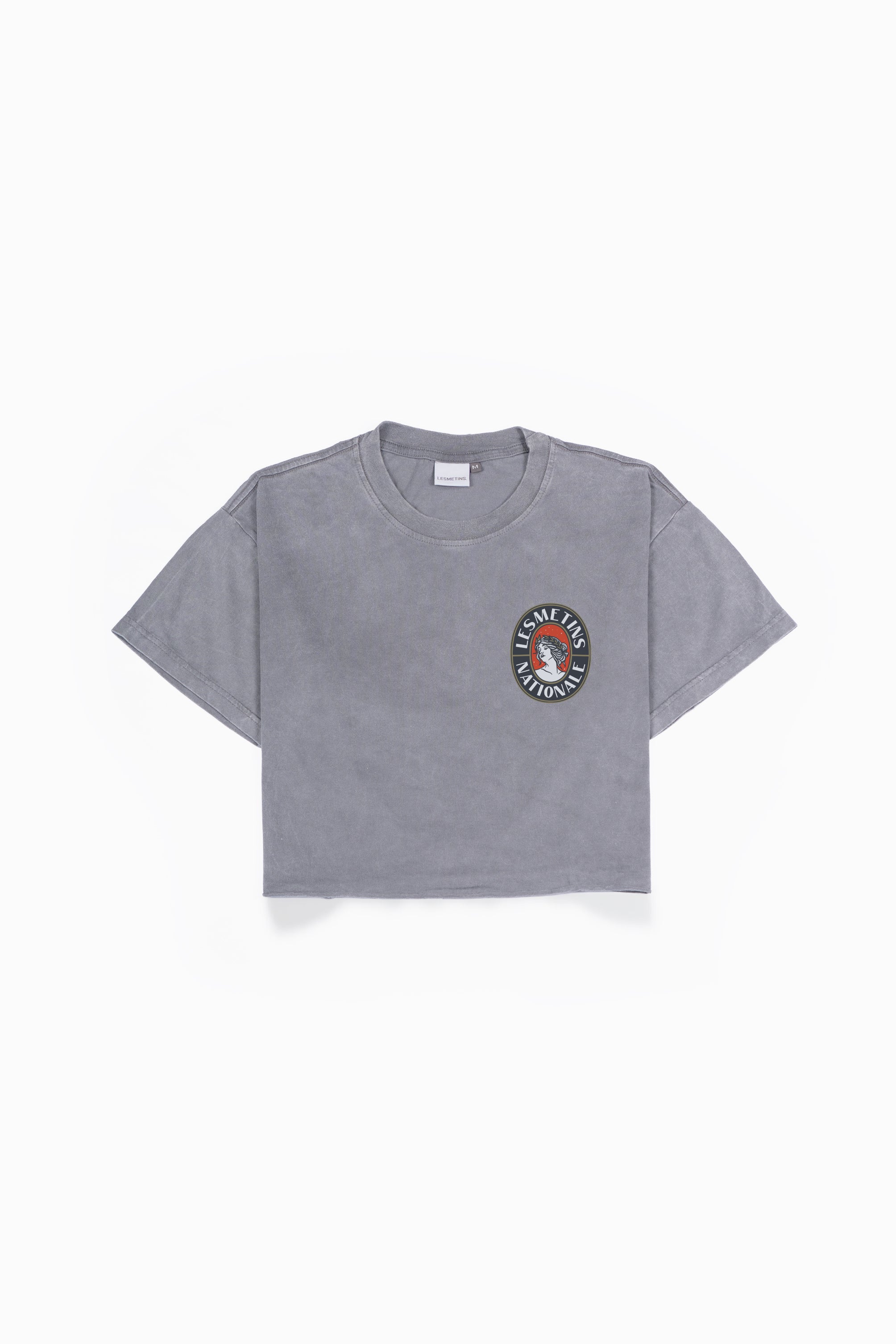 ARIEL Grey Wash Regular-Fit Crop Top