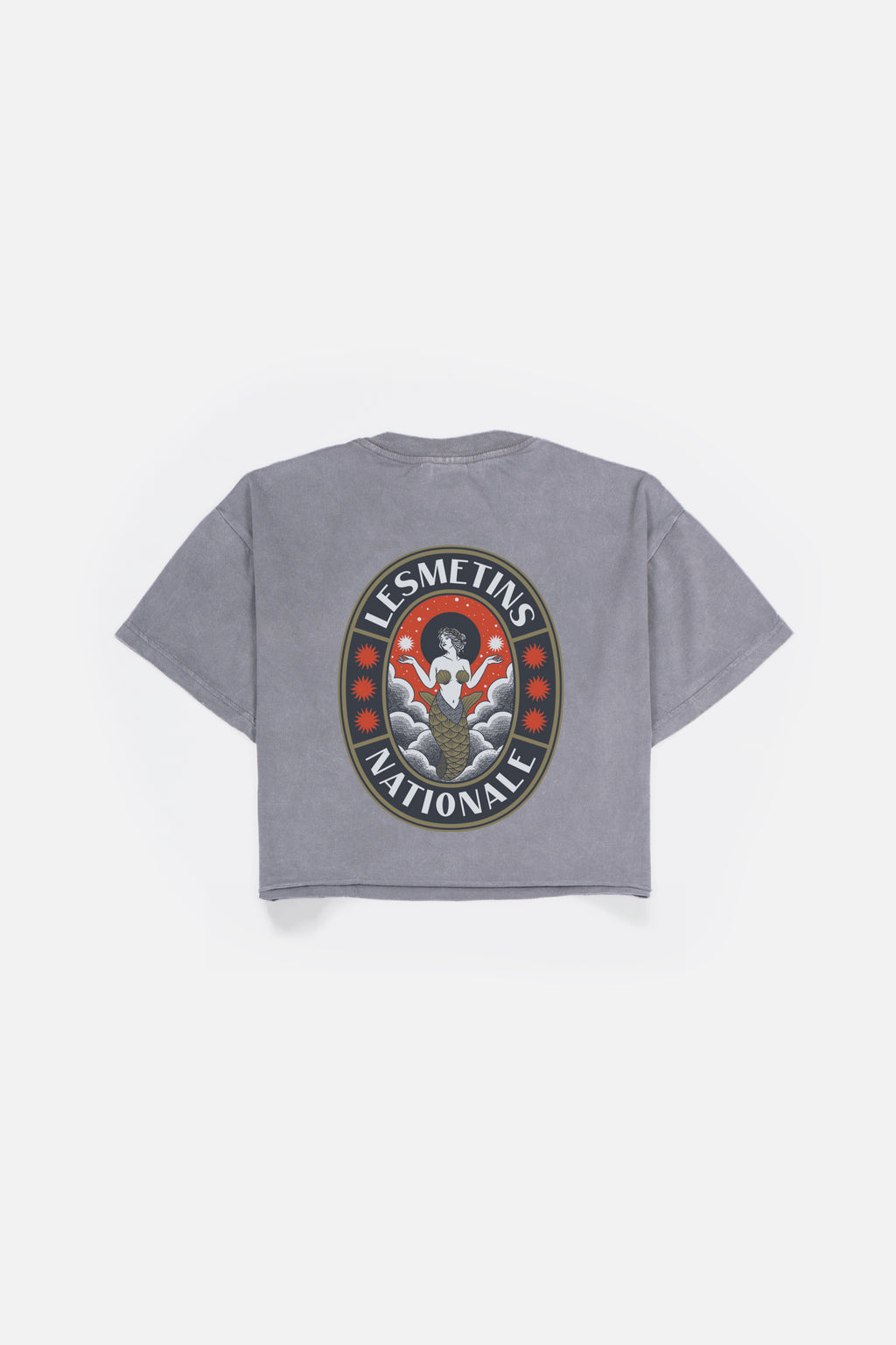 ARIEL Grey Wash Regular-Fit Crop Top