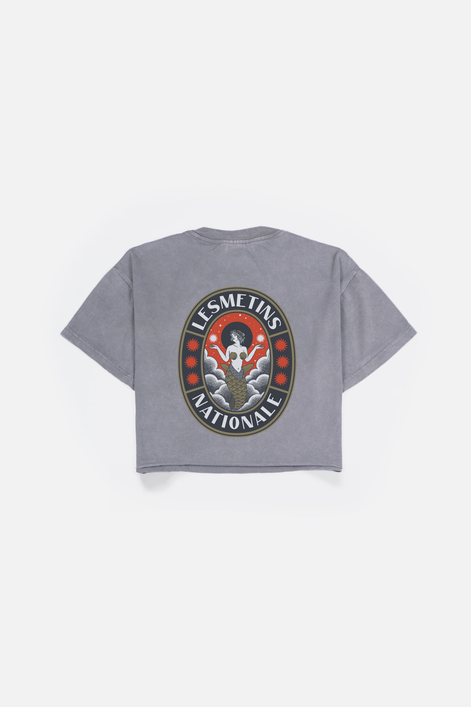 ARIEL Grey Wash Regular-Fit Crop Top