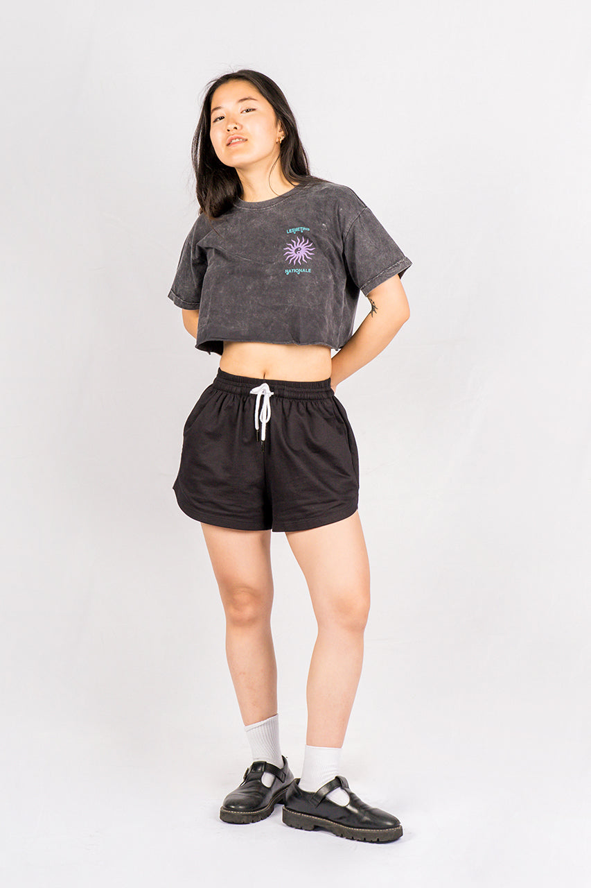 BALANCE Black Wash Regular-Fit Crop Top