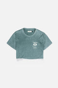 BIRD Olive Green Wash Regular-Fit Crop Top
