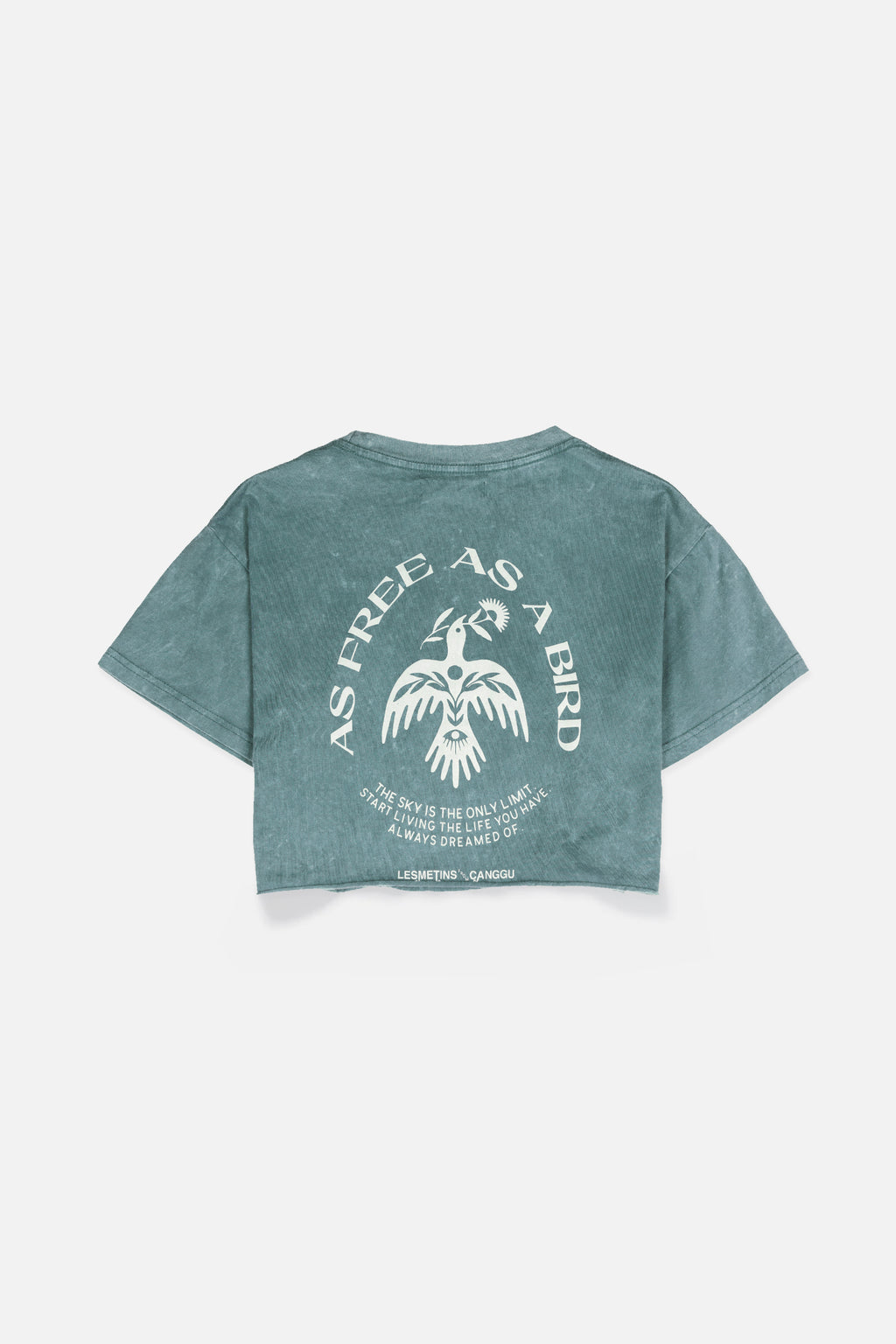 BIRD Olive Green Wash Regular-Fit Crop Top