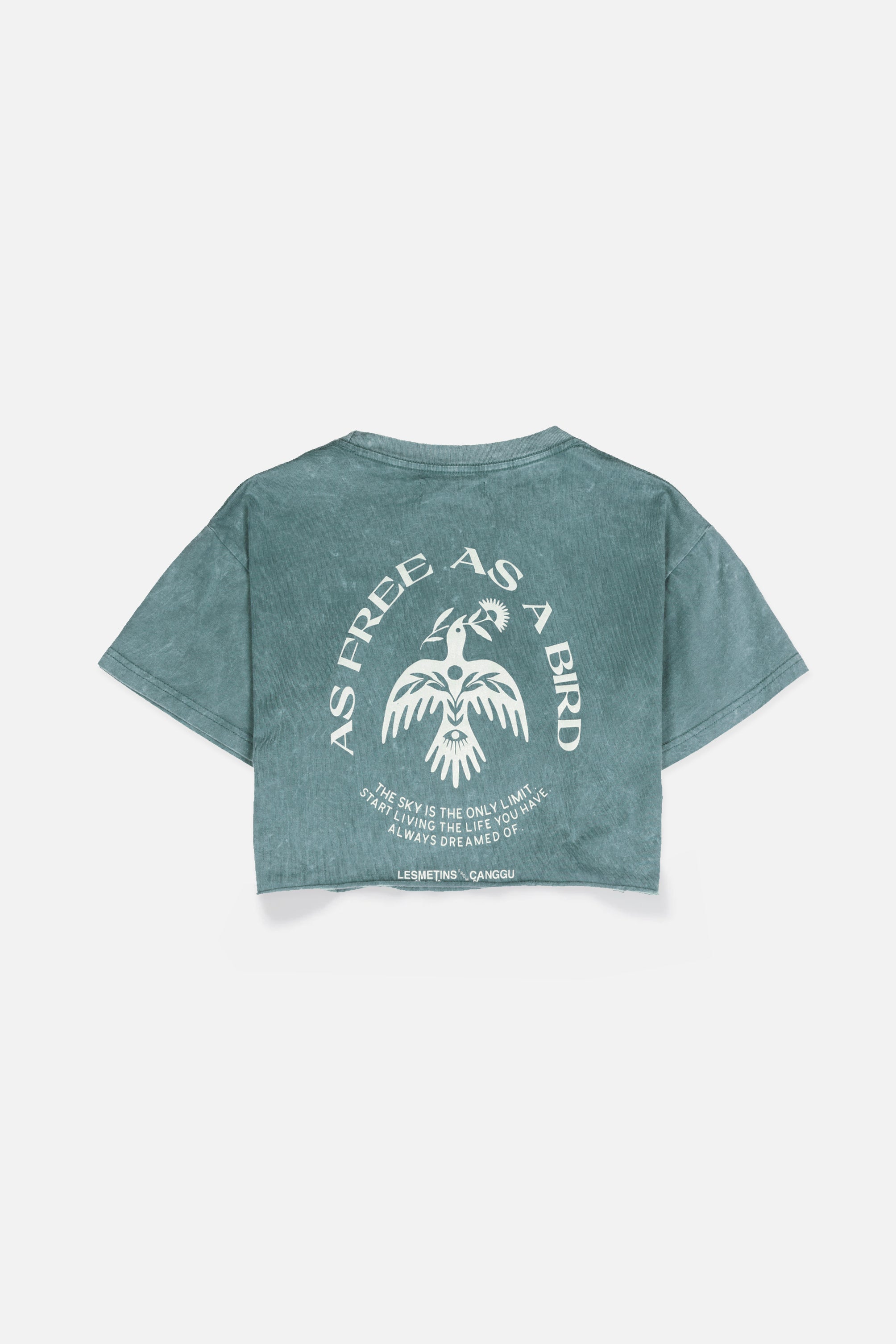 BIRD Olive Green Wash Regular-Fit Crop Top