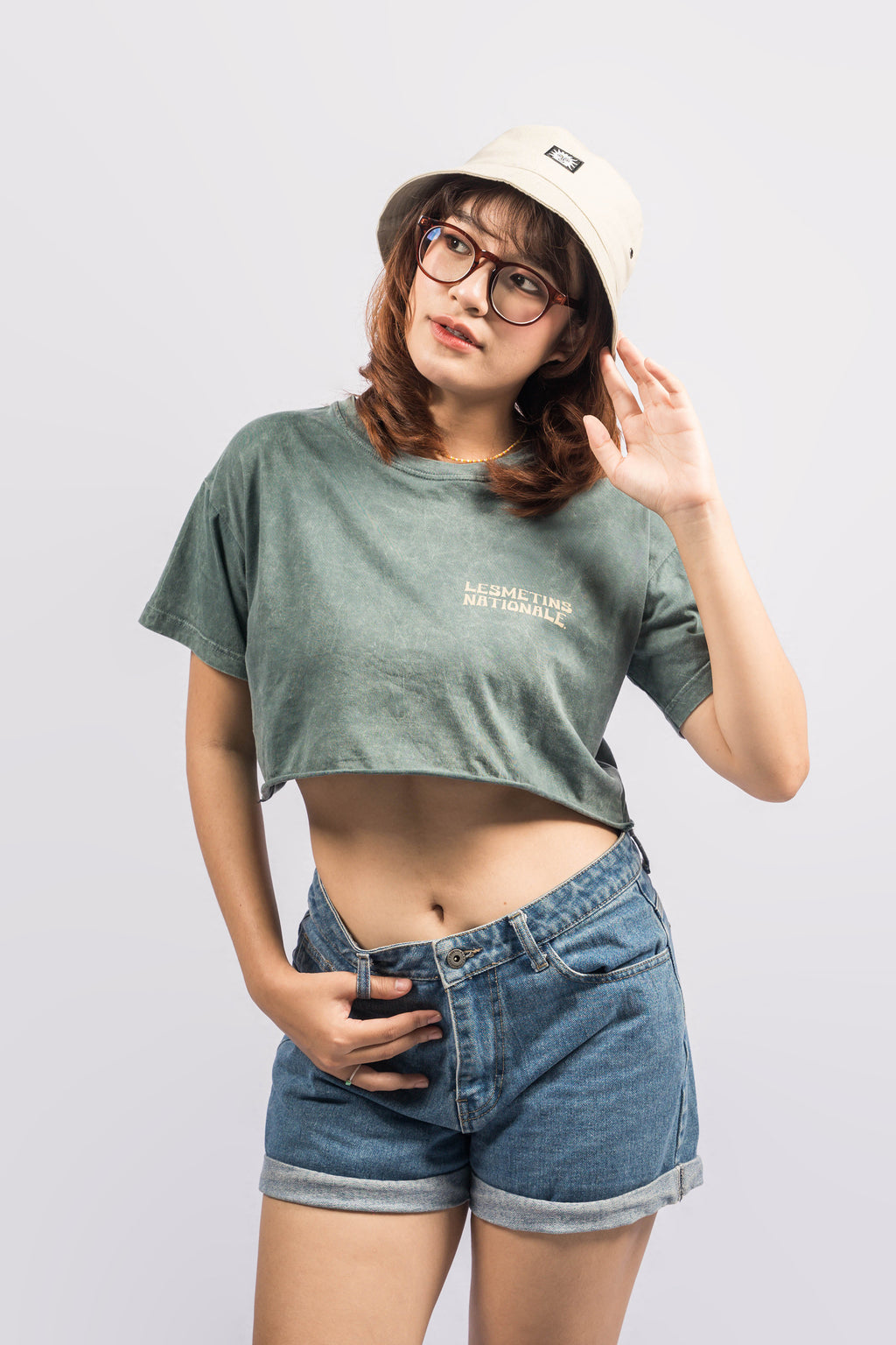 HOLY Green Bottle Wash Regular-Fit Crop Top