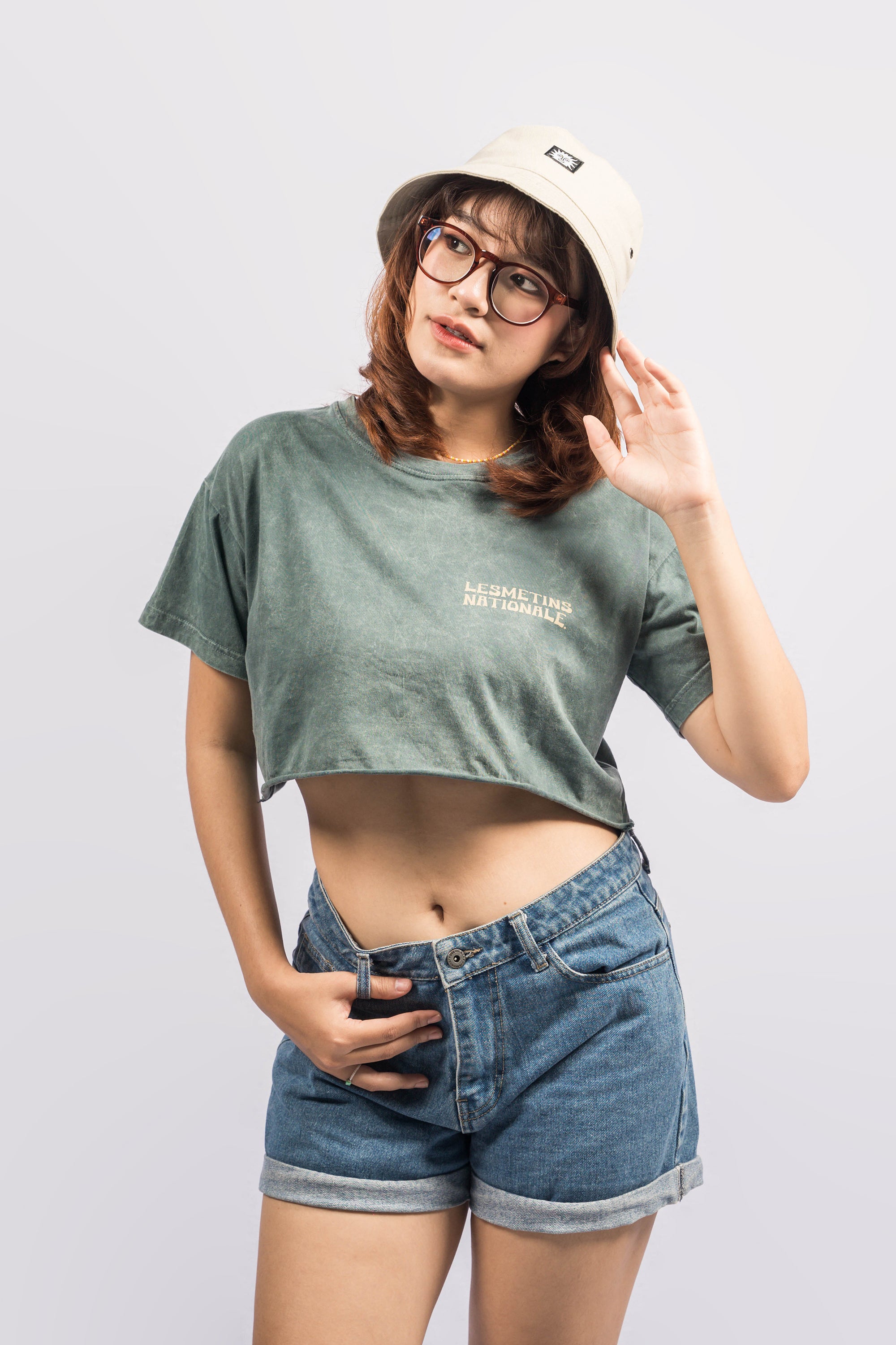 HOLY Green Bottle Wash Regular-Fit Crop Top