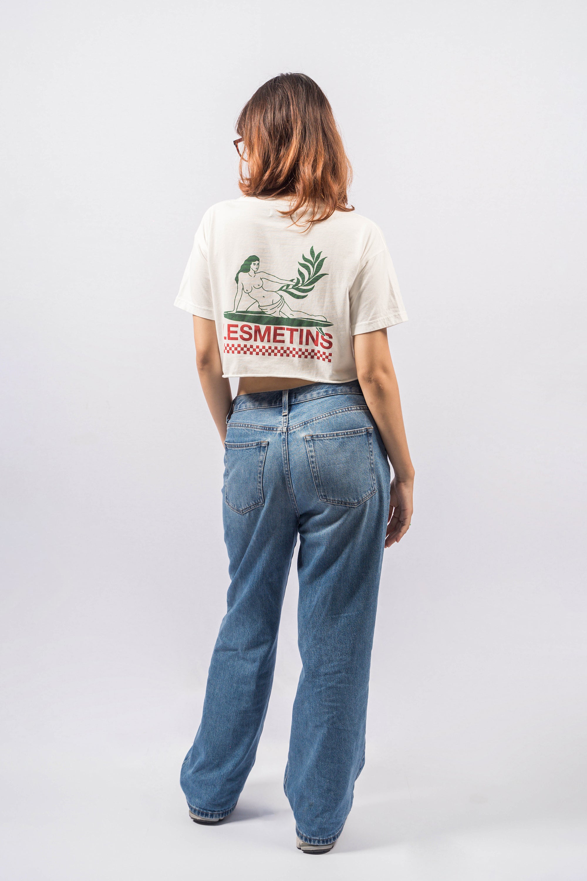 MELLISA Off White Wash Regular-Fit Crop Top
