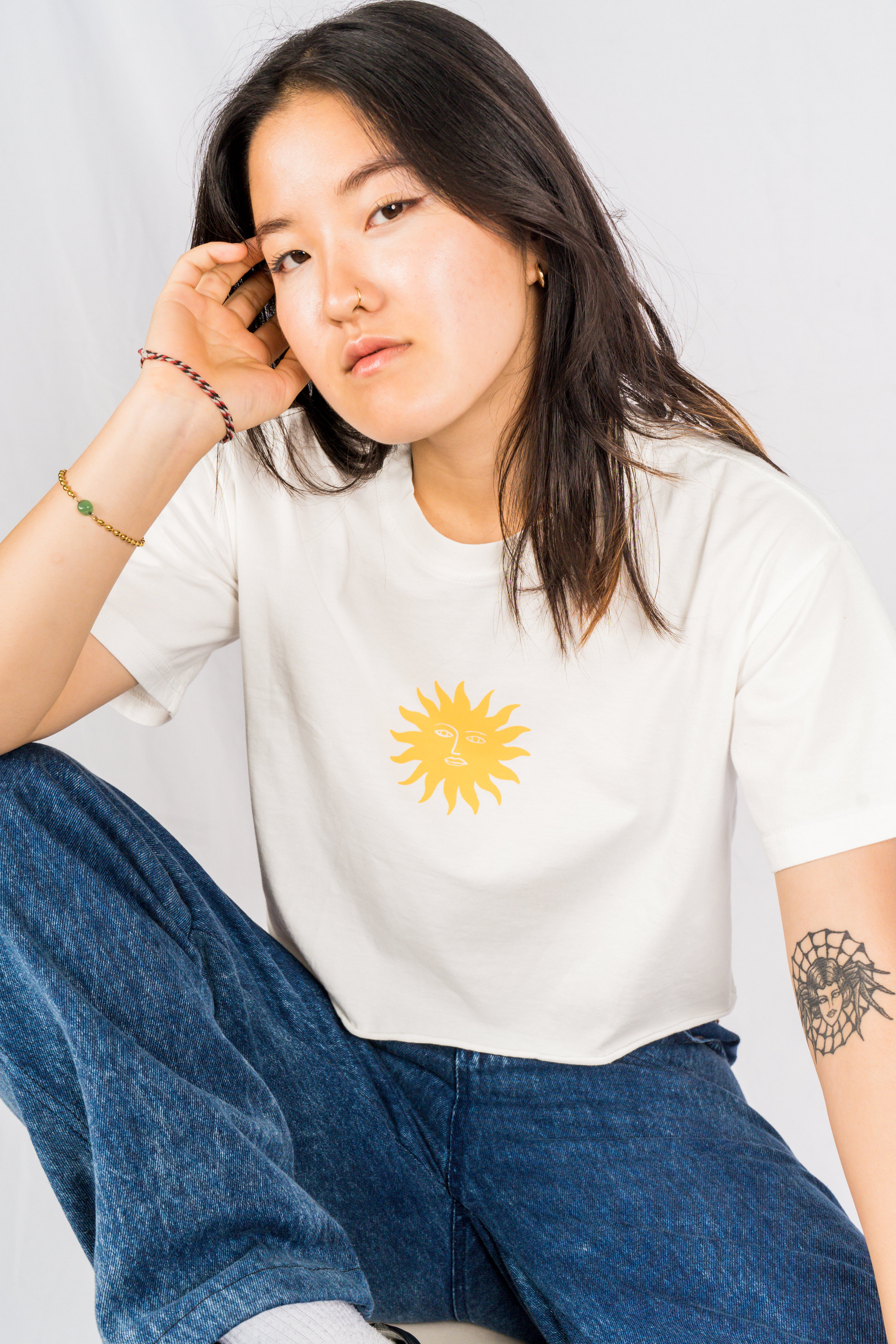 SENA Off White Wash Regular-Fit Crop Top