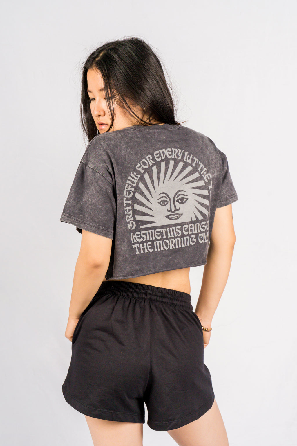 SUNNY Charcoal Wash Regular-Fit Crop Top