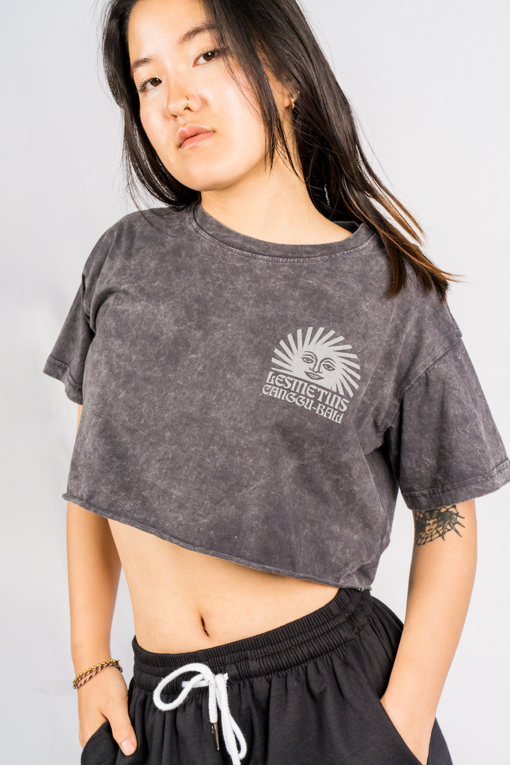 SUNNY Charcoal Wash Regular-Fit Crop Top