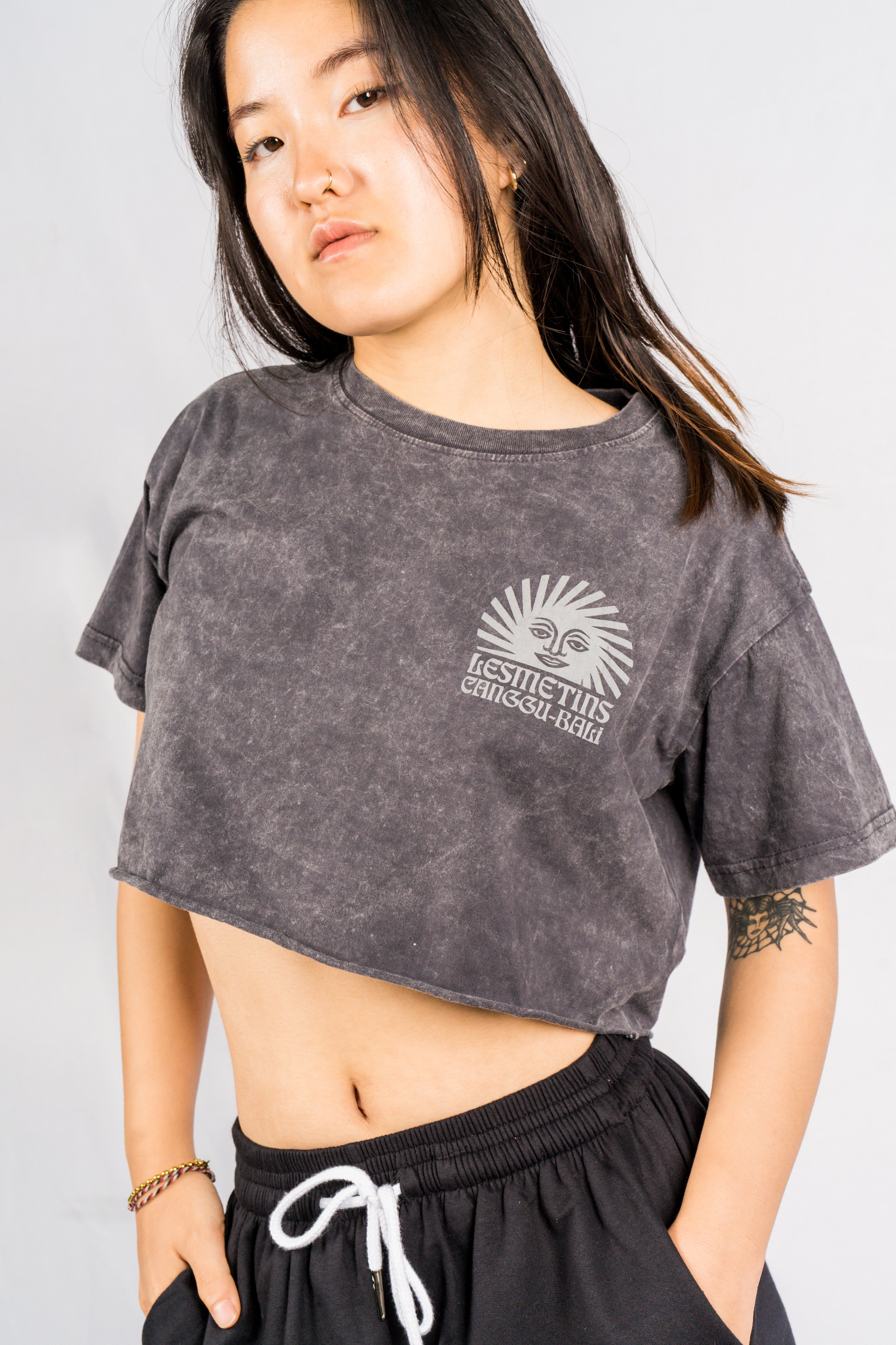 SUNNY Charcoal Wash Regular-Fit Crop Top