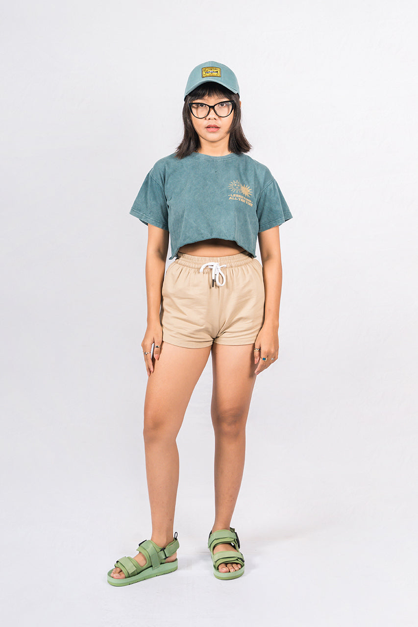 SUNS Green Bottle Wash Regular-Fit Crop Top