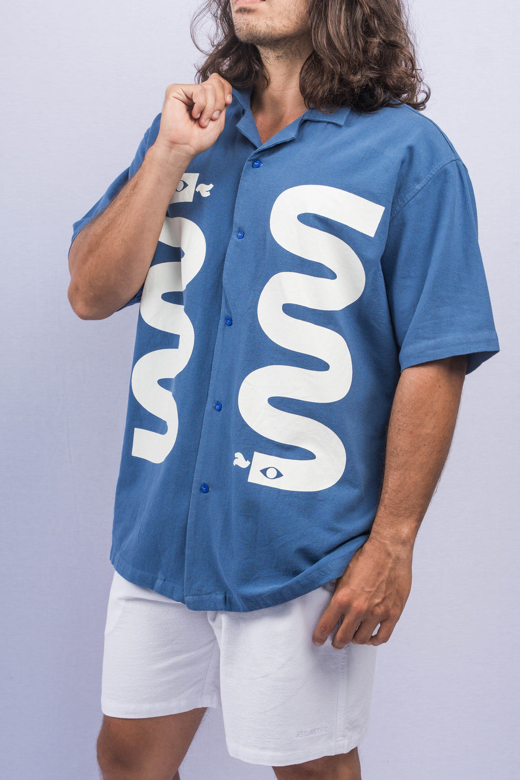 SERPENT Royal Blue Relaxed-Fit Printed Shirt