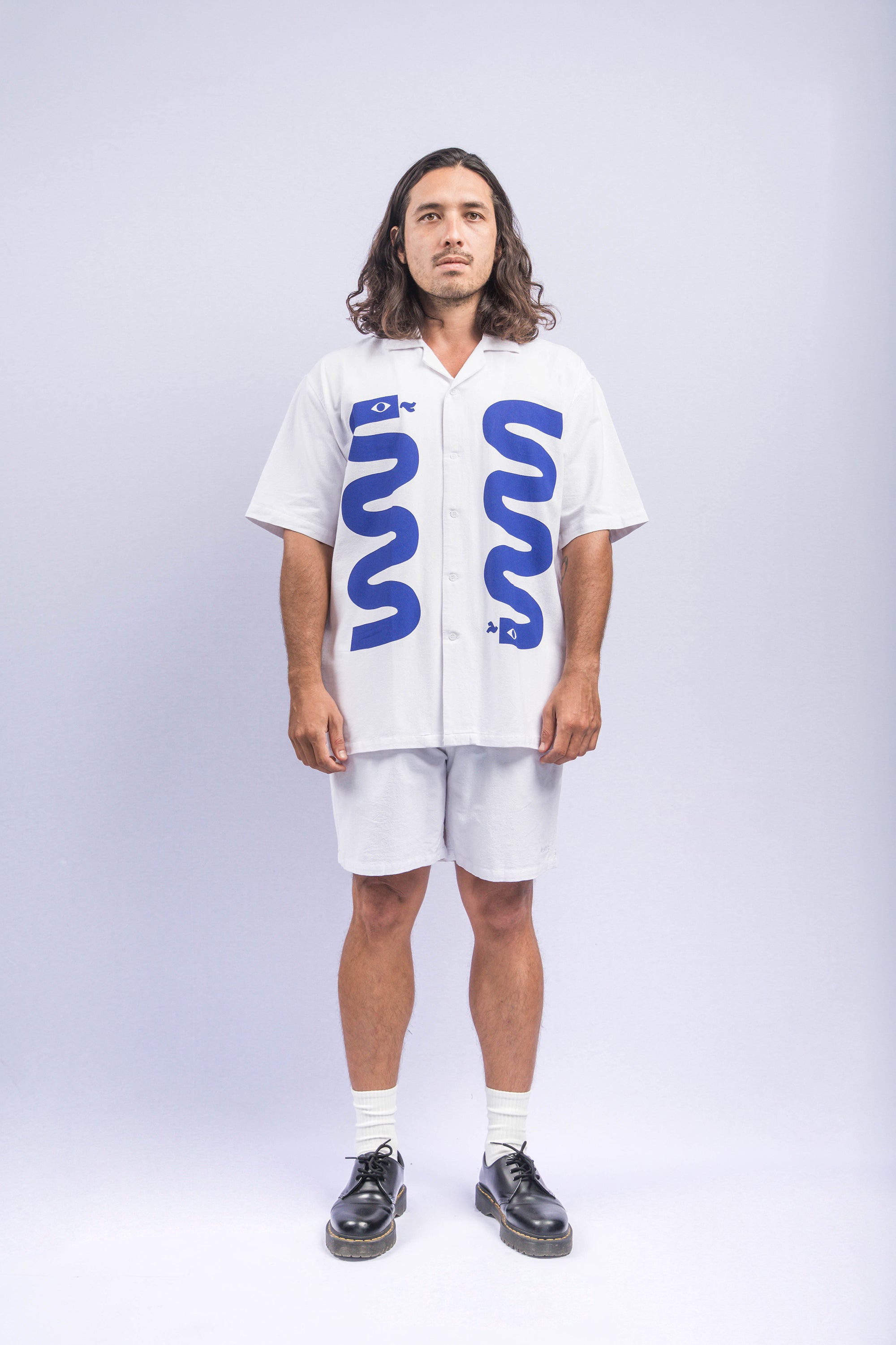 SERPENT White Relaxed-Fit Printed Shirt