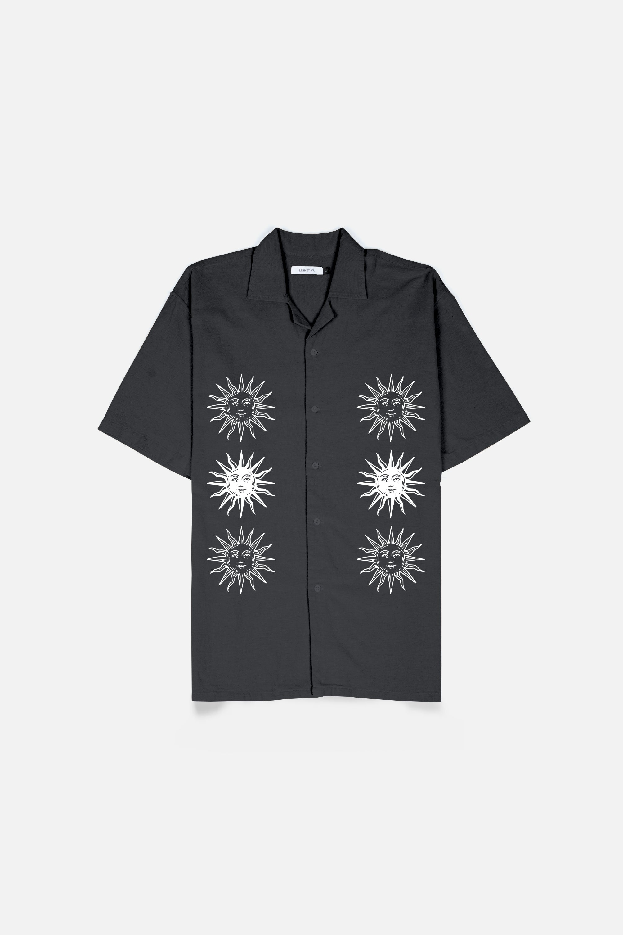 SUNS Black Relaxed-Fit Printed Shirt