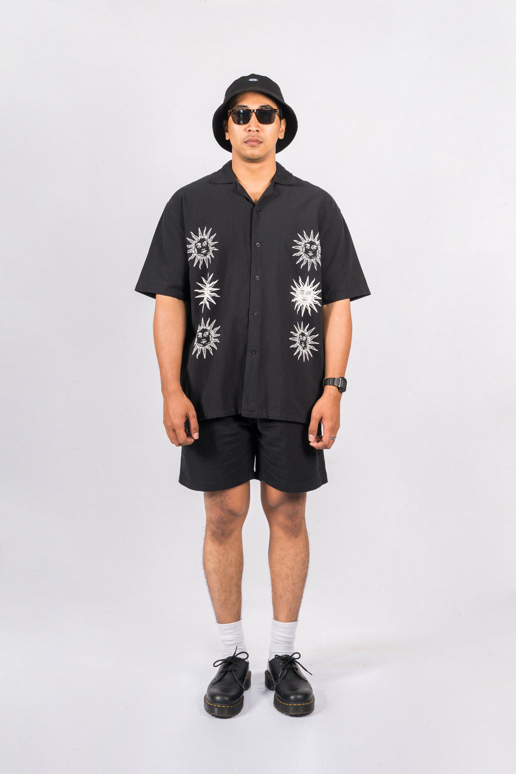SUNS Black Relaxed-Fit Printed Shirt