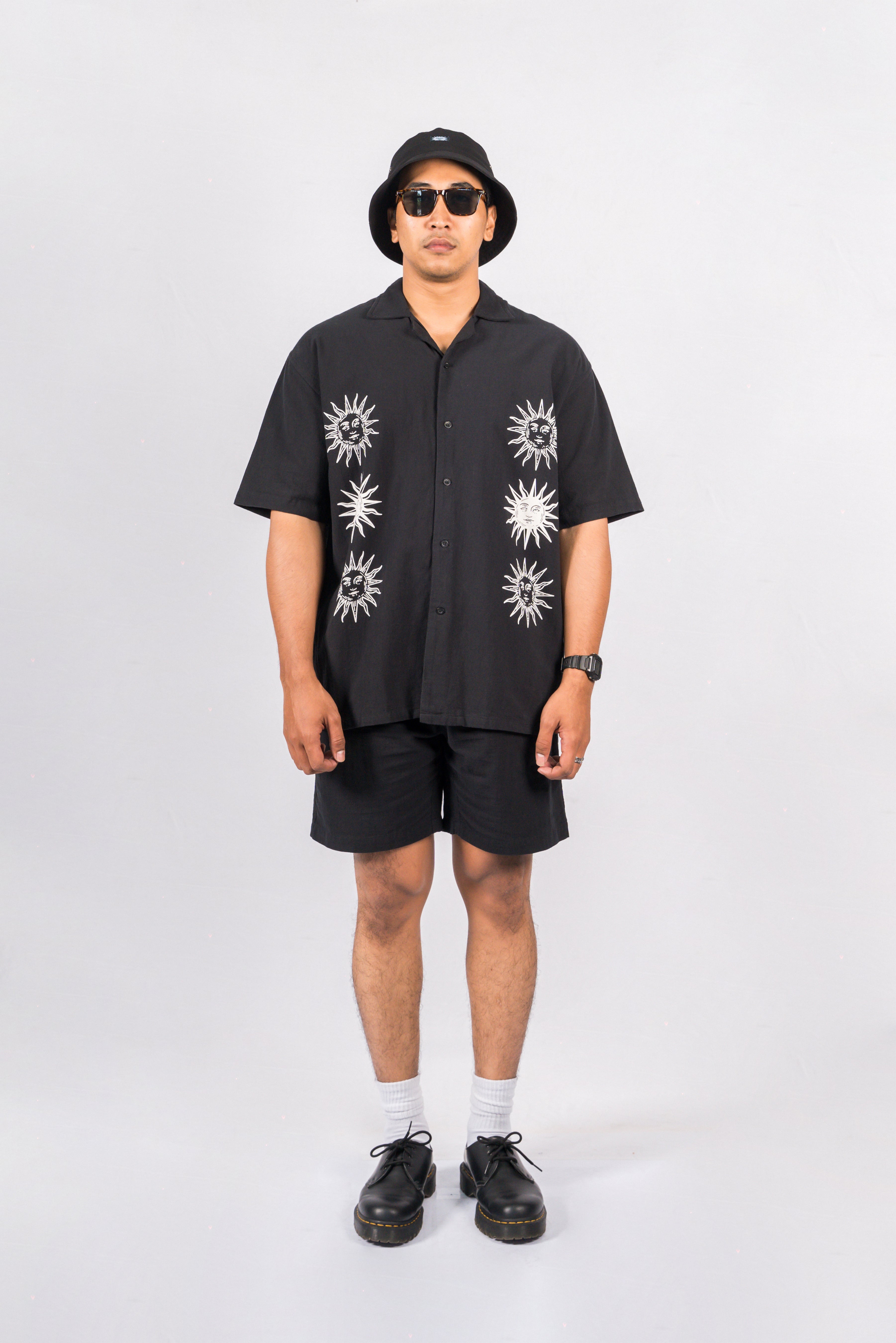 SUNS Black Relaxed-Fit Printed Shirt