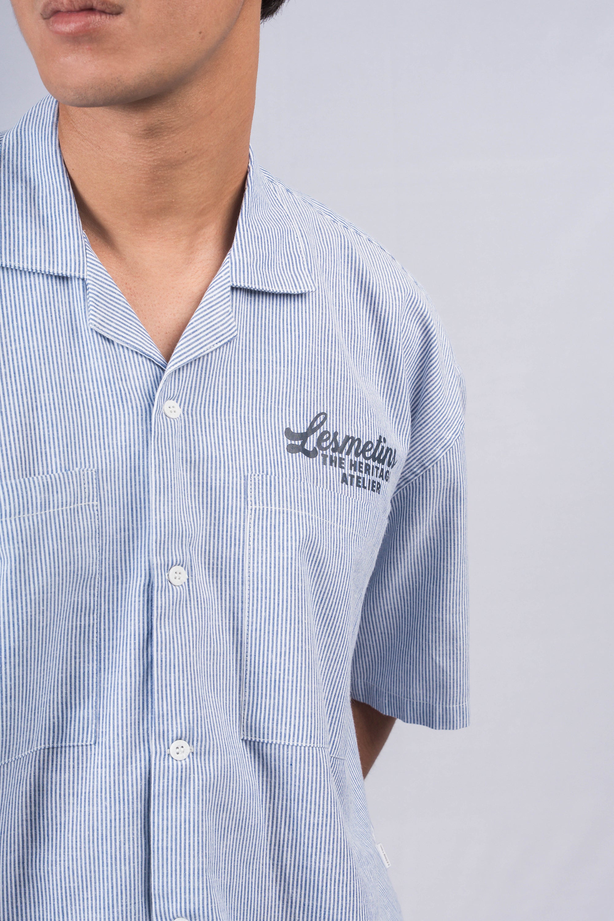 TONIC Sky Blue Boxy-Fit Open Collar Shirt