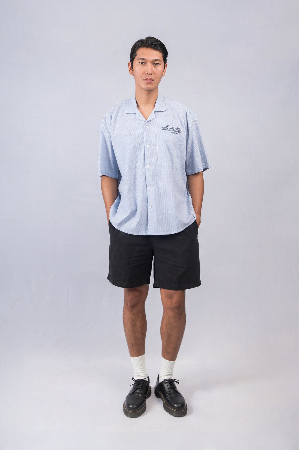 TONIC Sky Blue Boxy-Fit Open Collar Shirt