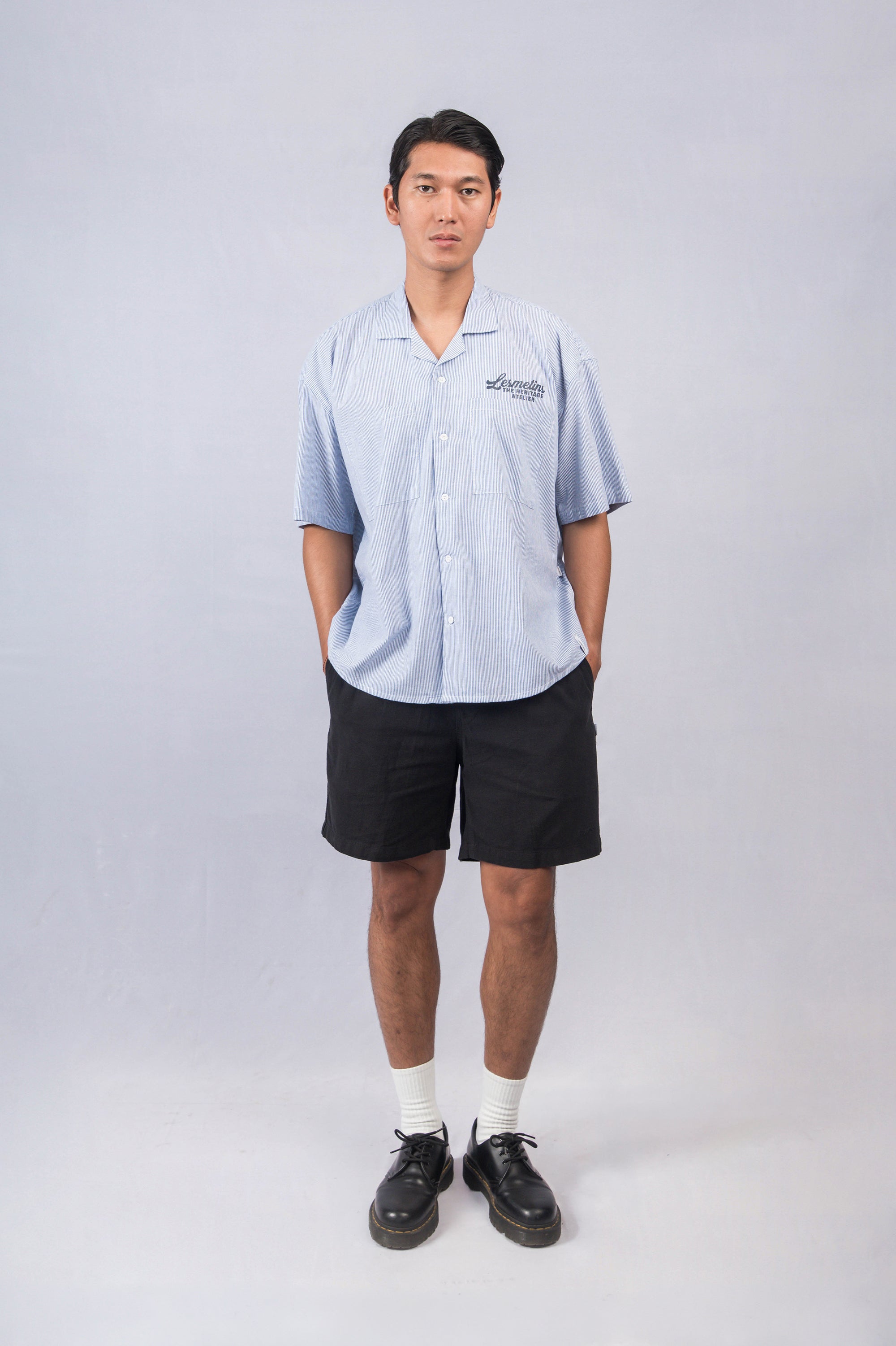 TONIC Sky Blue Boxy-Fit Open Collar Shirt