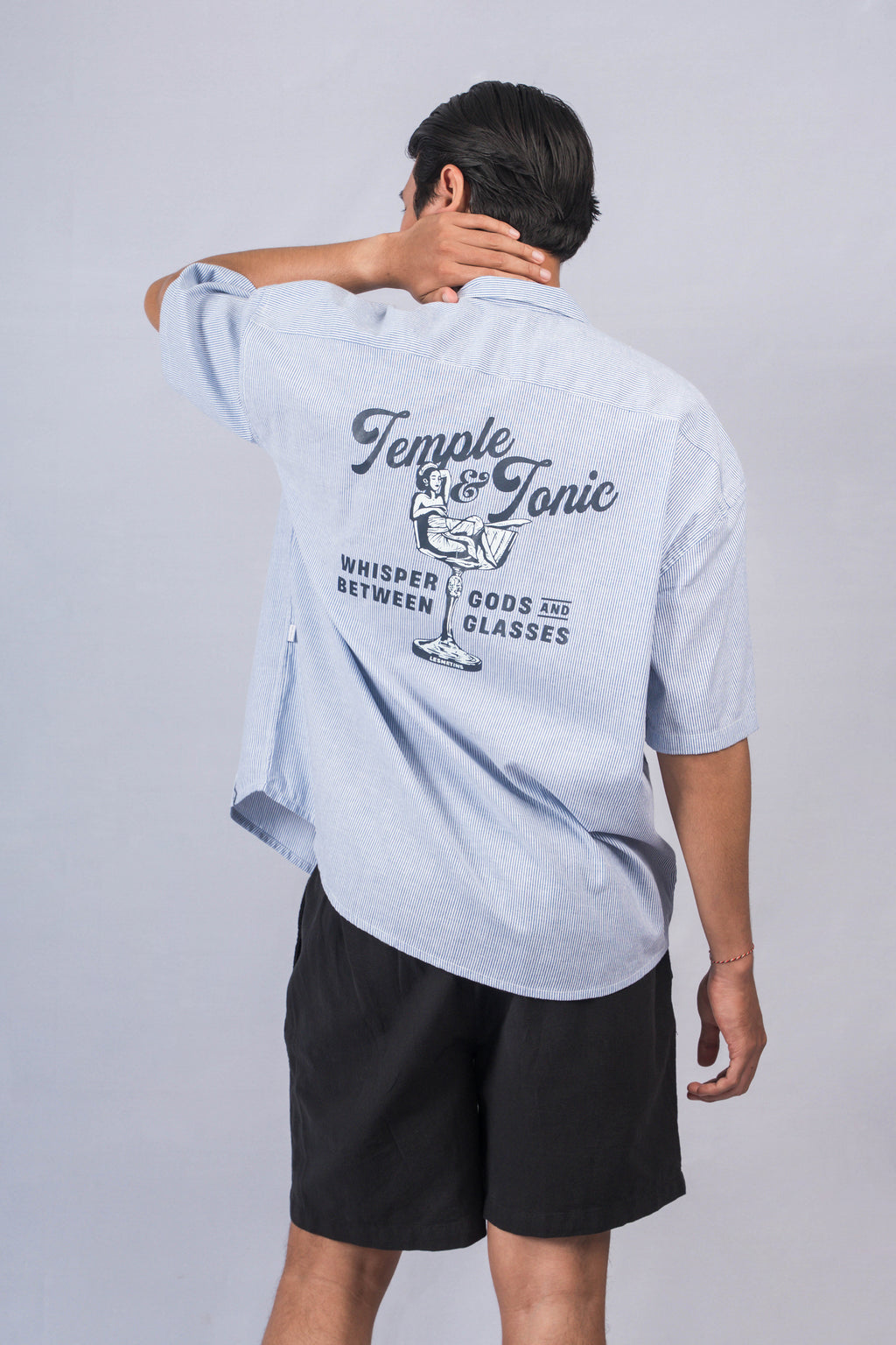 TONIC Sky Blue Boxy-Fit Open Collar Shirt