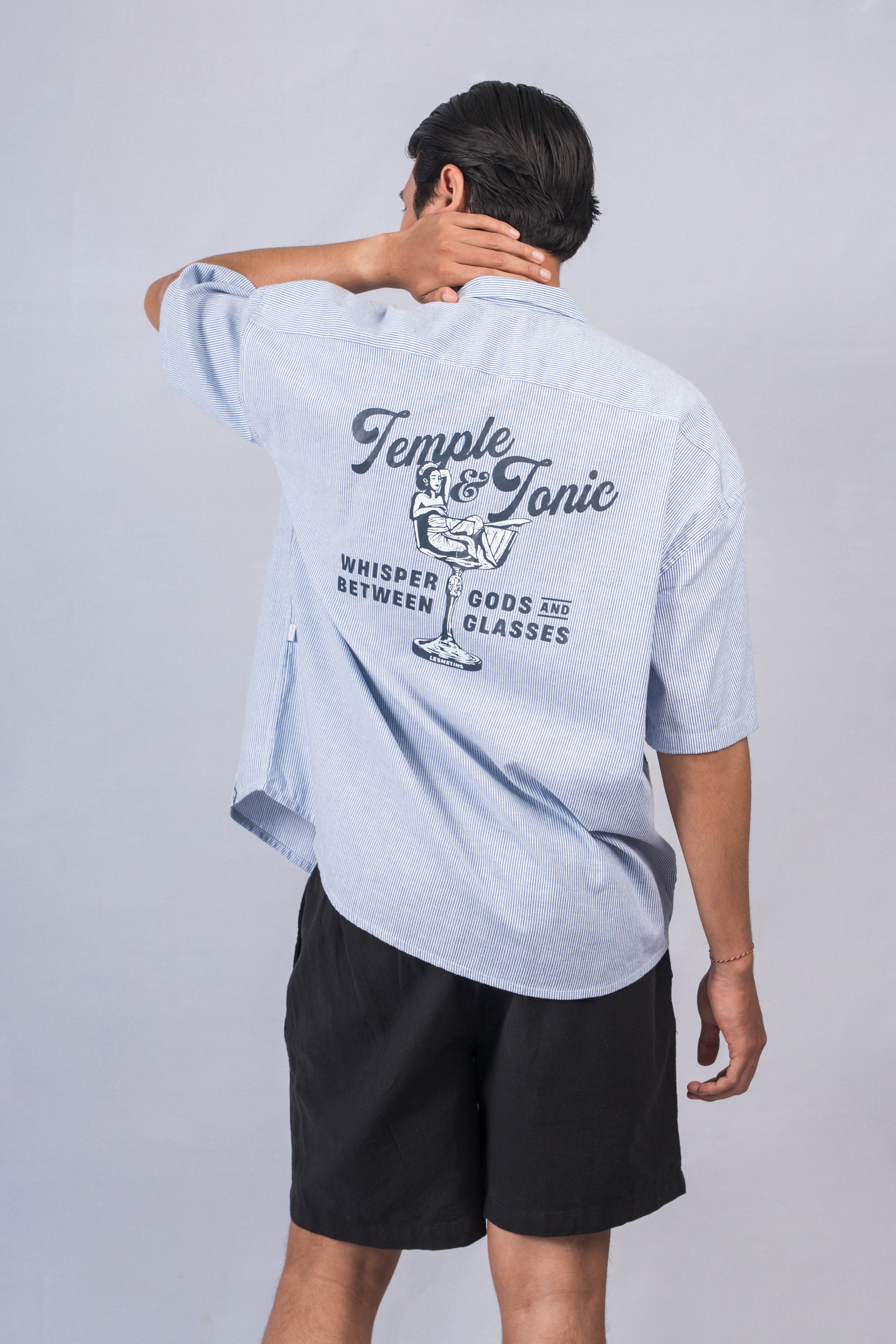 TONIC Sky Blue Boxy-Fit Open Collar Shirt