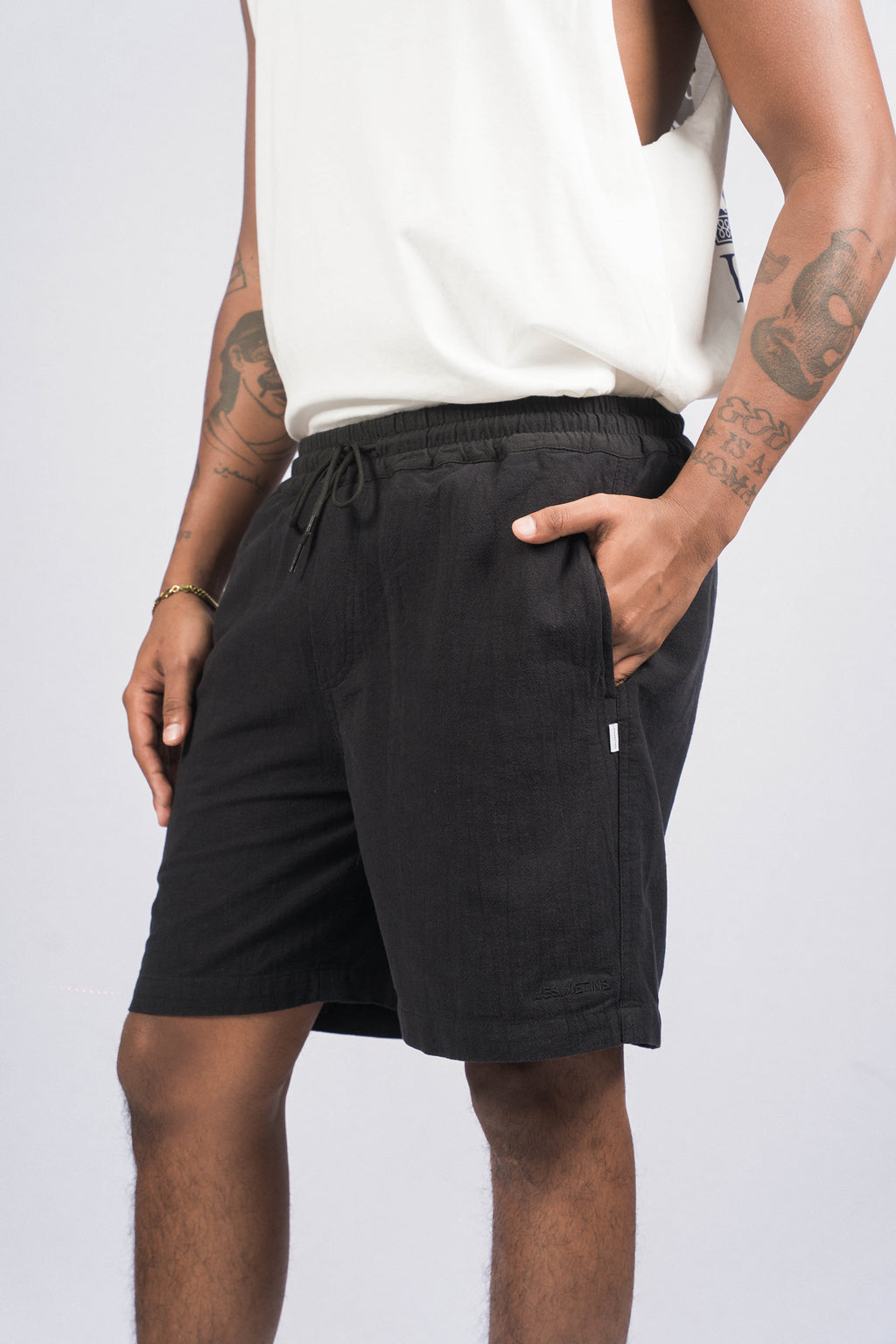 CASSA Black Relaxed-Fit Shorts