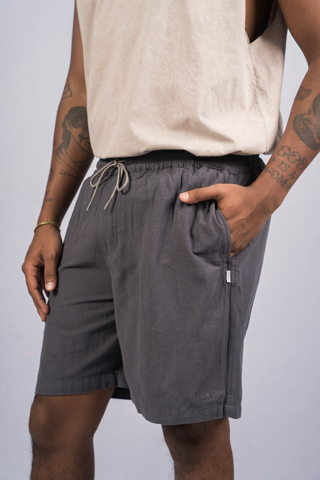 CASSA Charcoal Relaxed-Fit Shorts