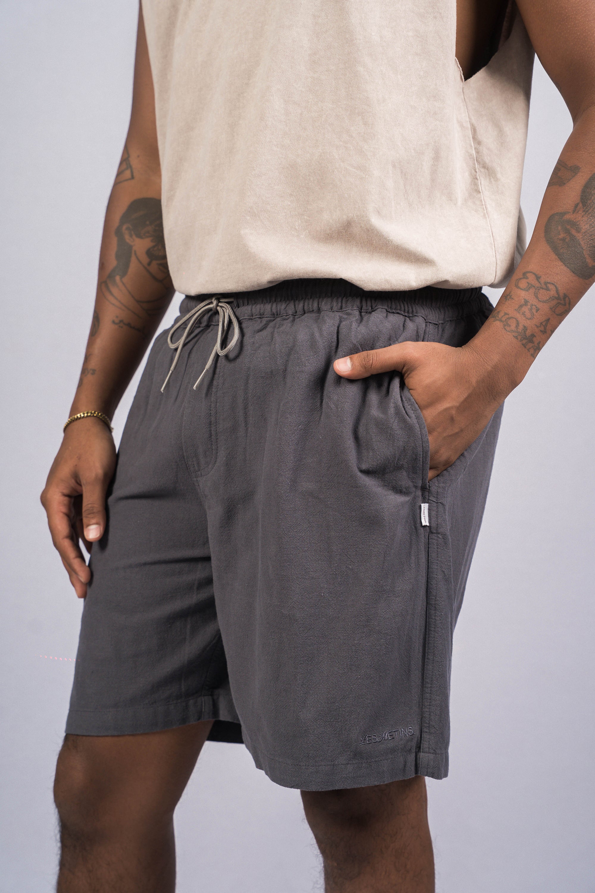 CASSA Charcoal Relaxed-Fit Shorts