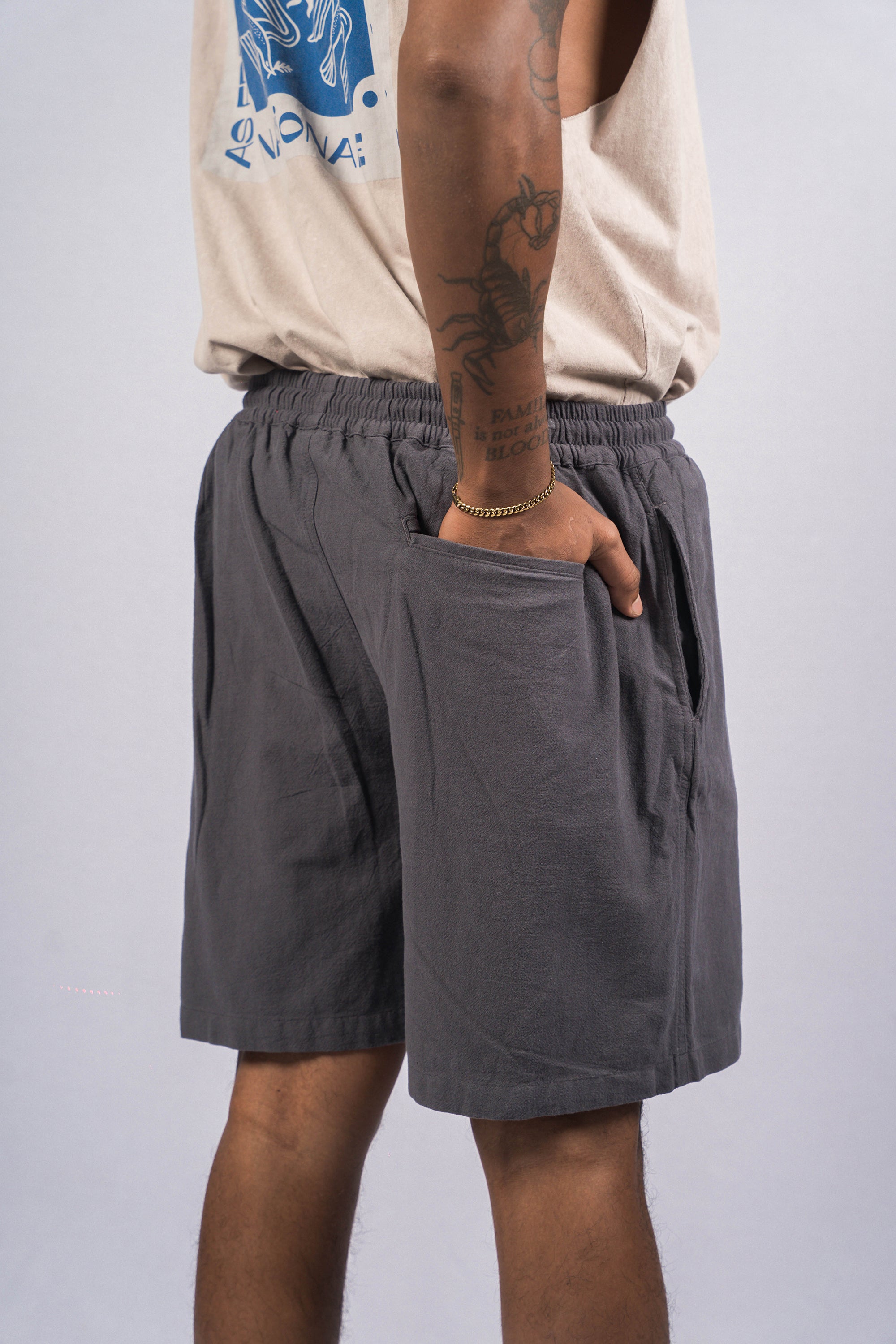 CASSA Charcoal Relaxed-Fit Shorts