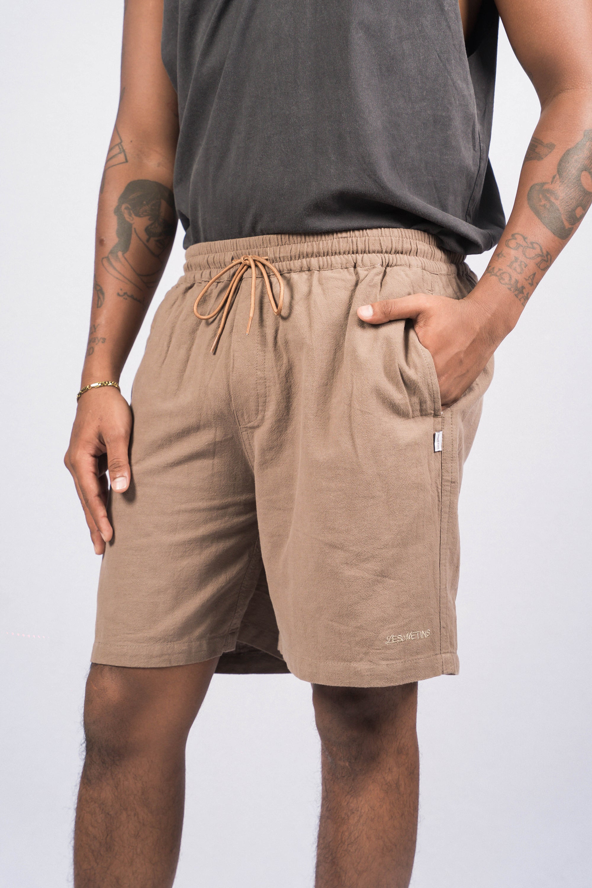 CASSA Dark Brown Relaxed-Fit Shorts