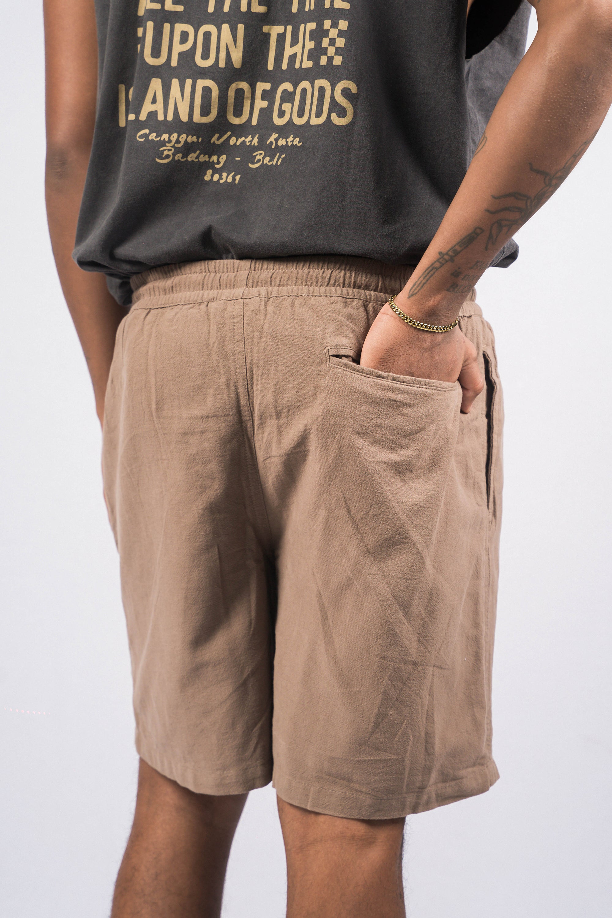 CASSA Dark Brown Relaxed-Fit Shorts