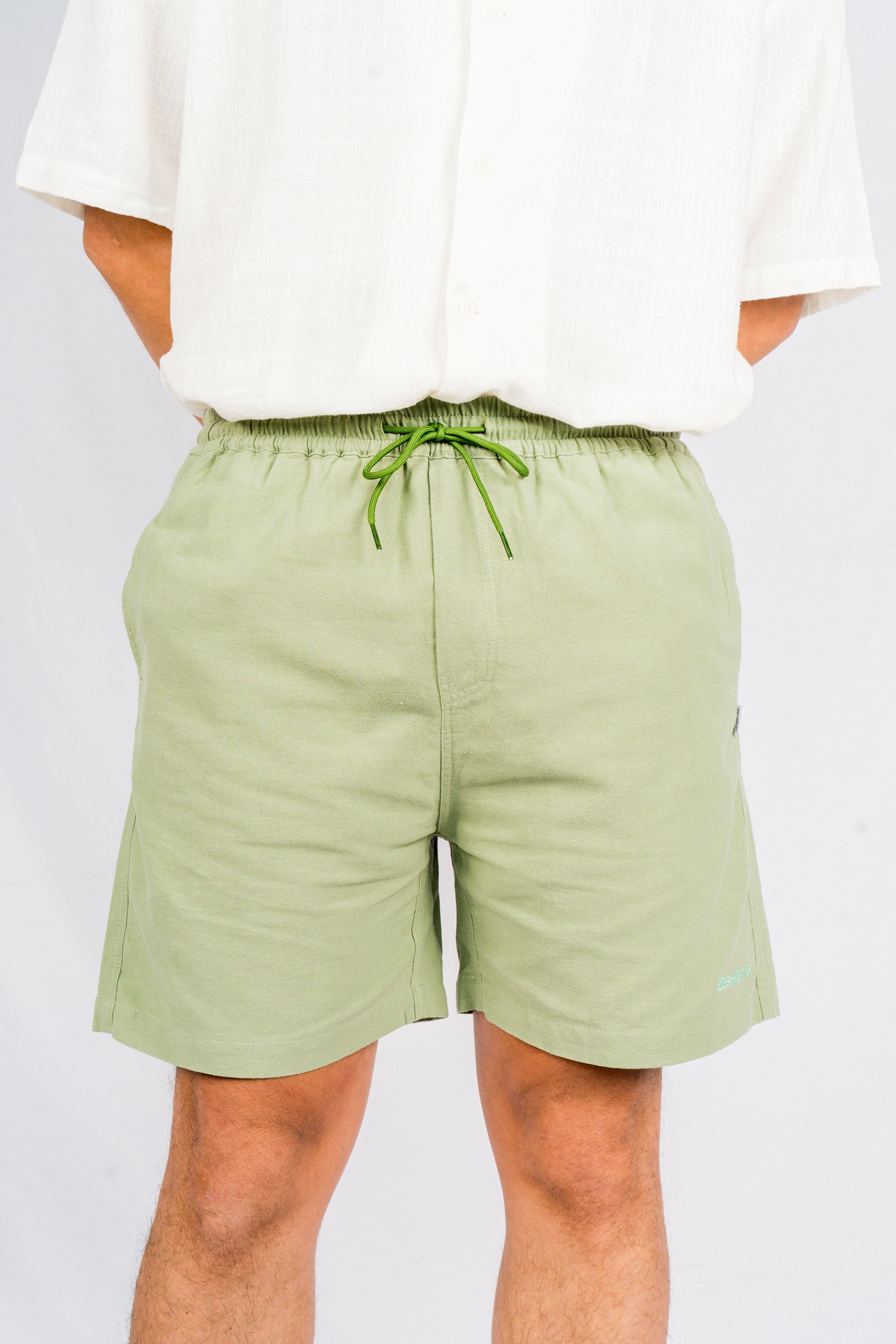 CASSA Light Green Relaxed-Fit Shorts