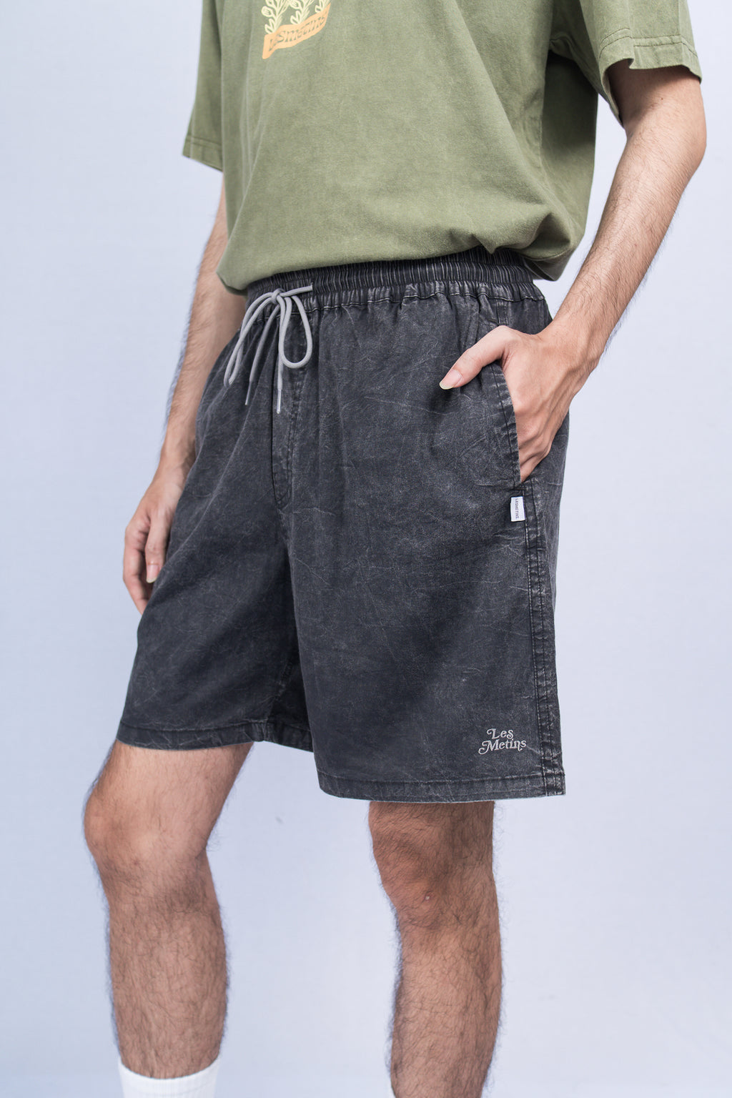LANY Charcoal Wash Relaxed-Fit Shorts