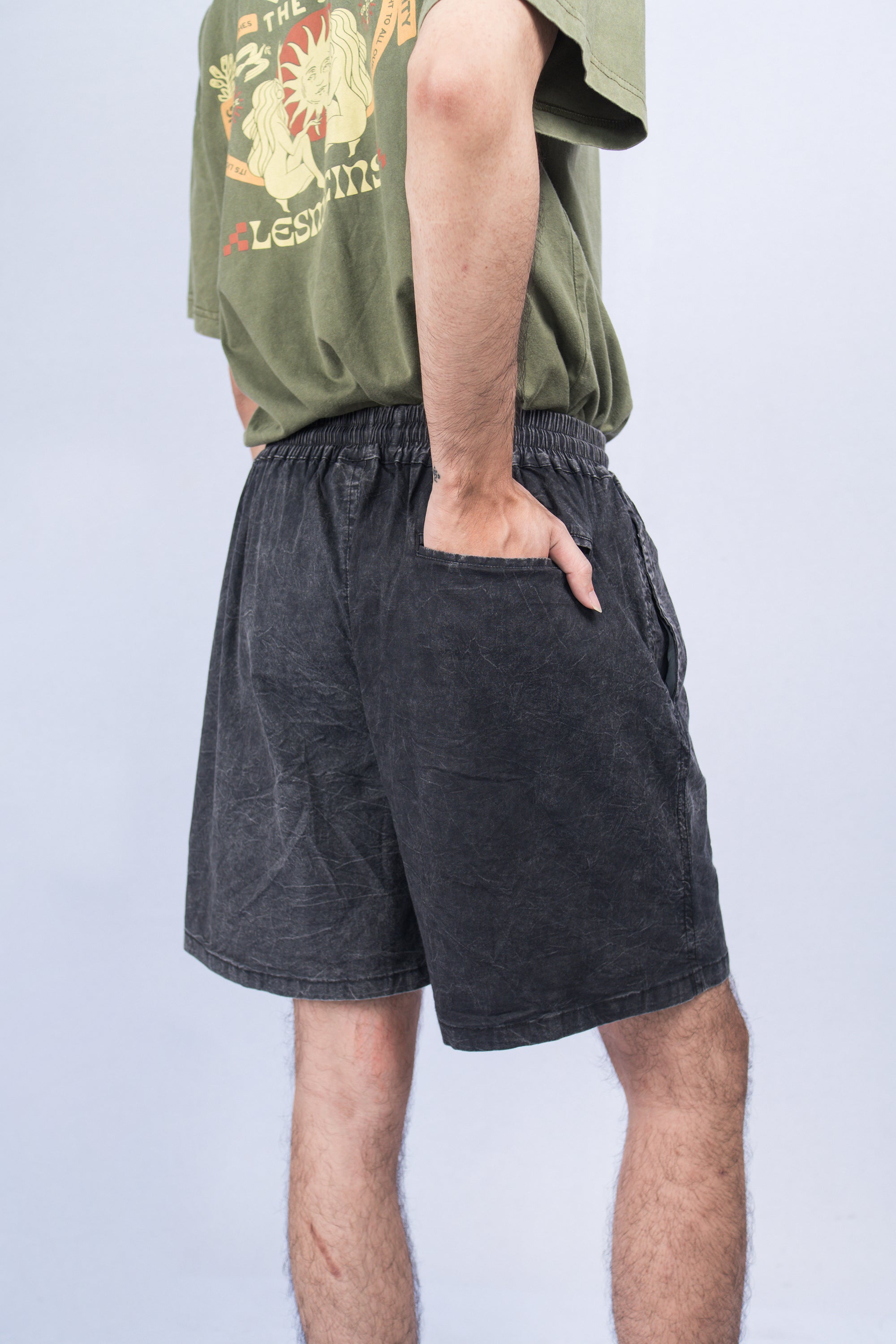 LANY Charcoal Wash Relaxed-Fit Shorts