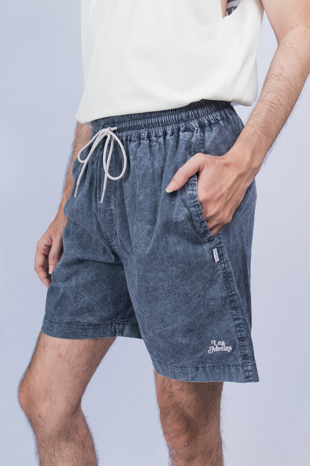 LANY Dark Navy Wash Relaxed-Fit Shorts