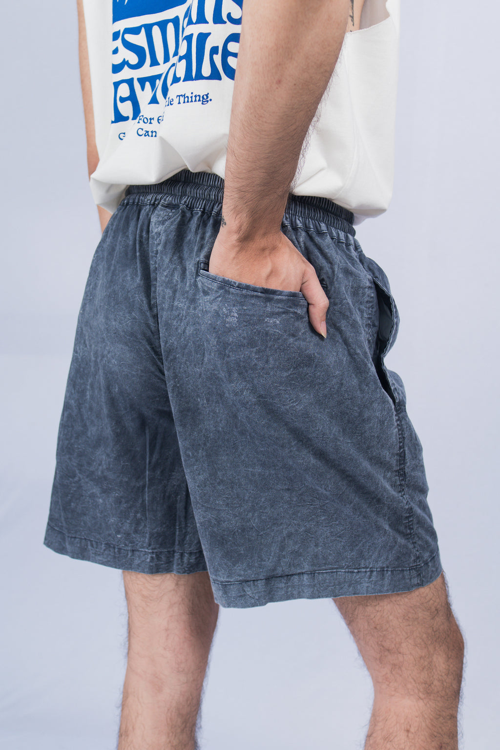 LANY Dark Navy Wash Relaxed-Fit Shorts