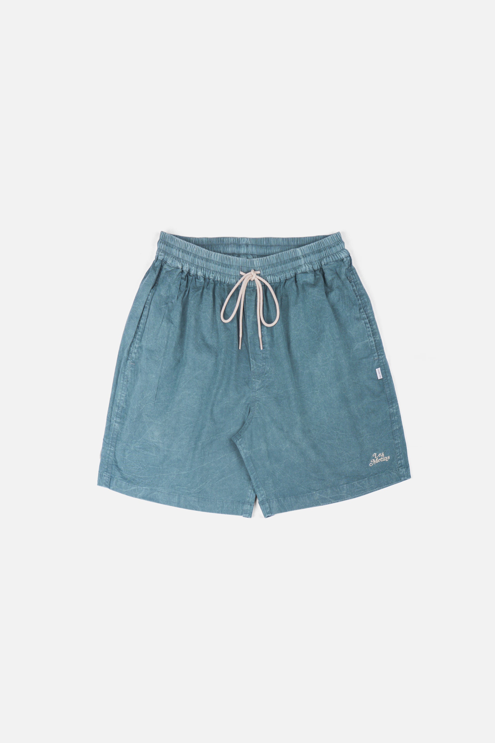 LANY Dark Teal Wash Relaxed-Fit Shorts