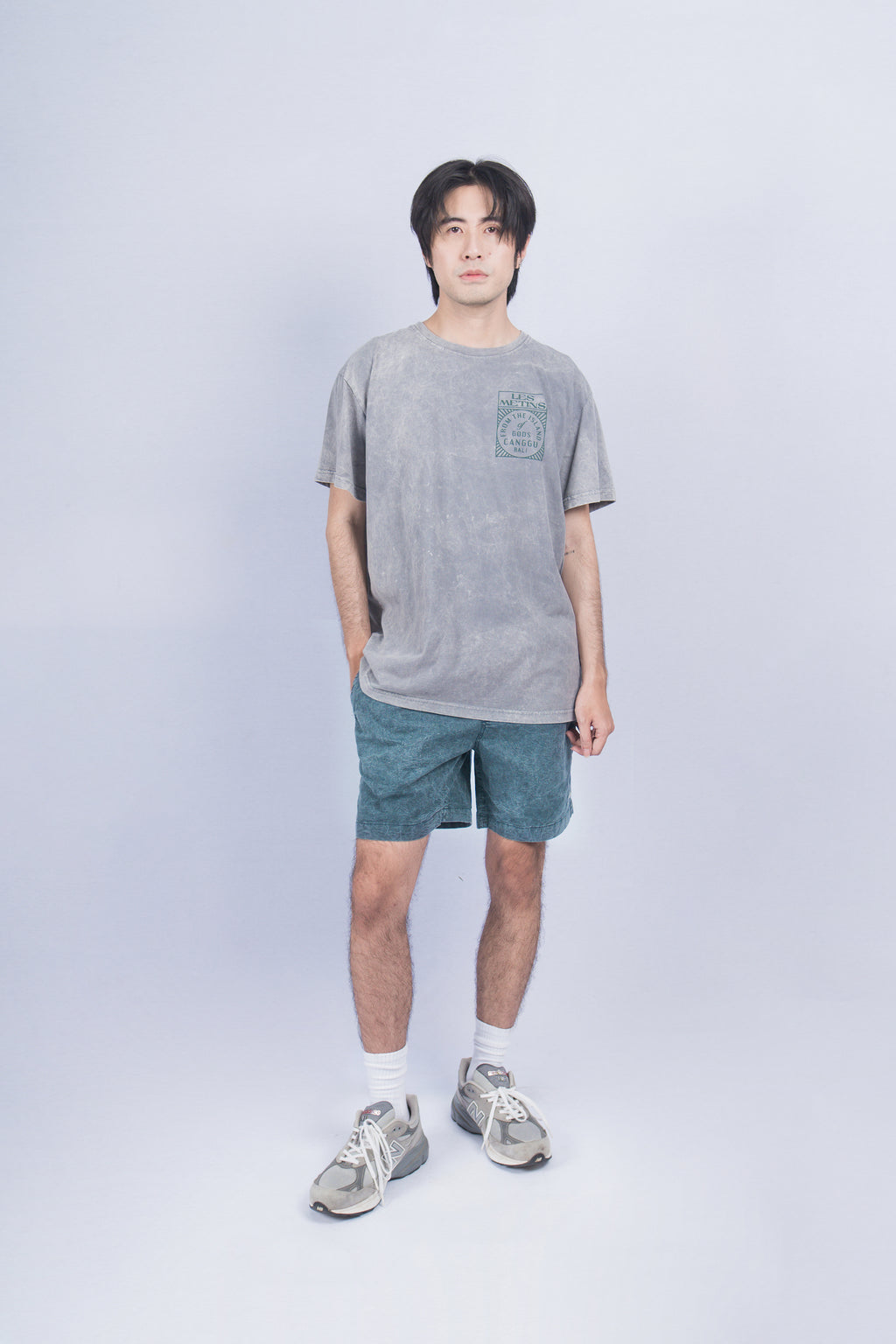 LANY Dark Teal Wash Relaxed-Fit Shorts