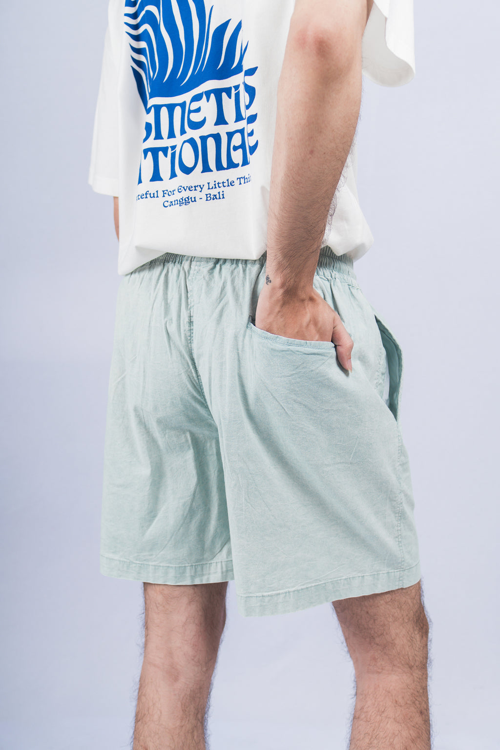 LANY Light Green Wash Relaxed-Fit Shorts