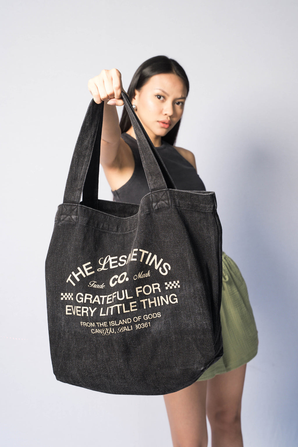 PALACE Black Wash Cotton Canvas Totebag